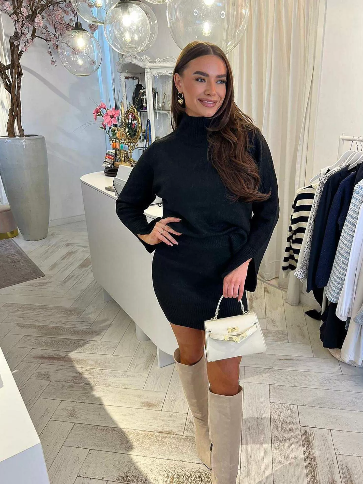LOF Boutique Sets>Alice Knitted Set Black
