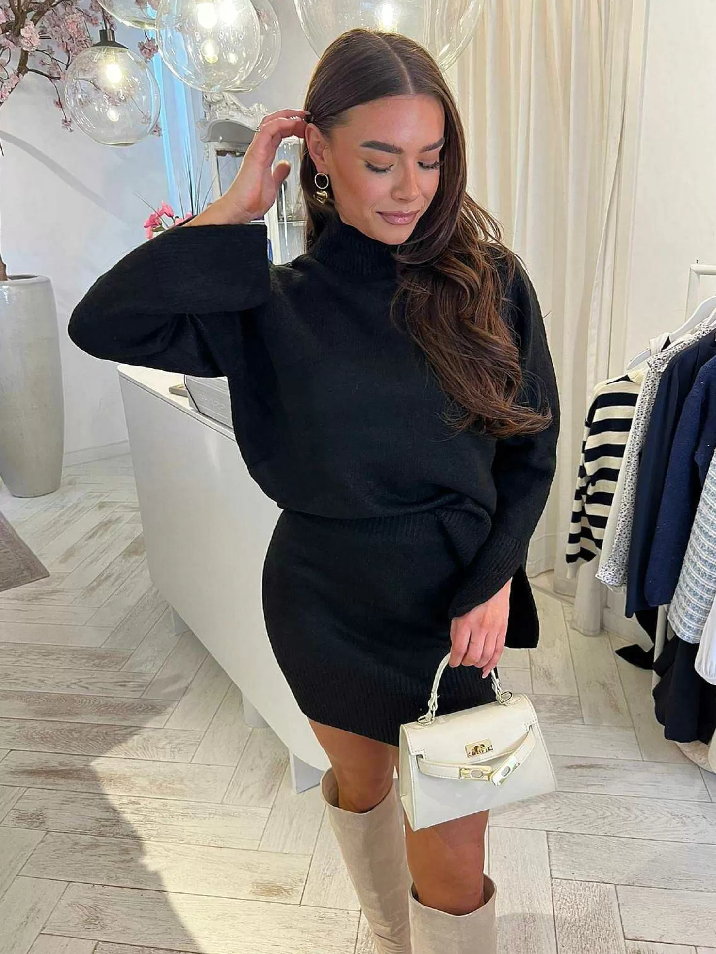 LOF Boutique Sets>Alice Knitted Set Black