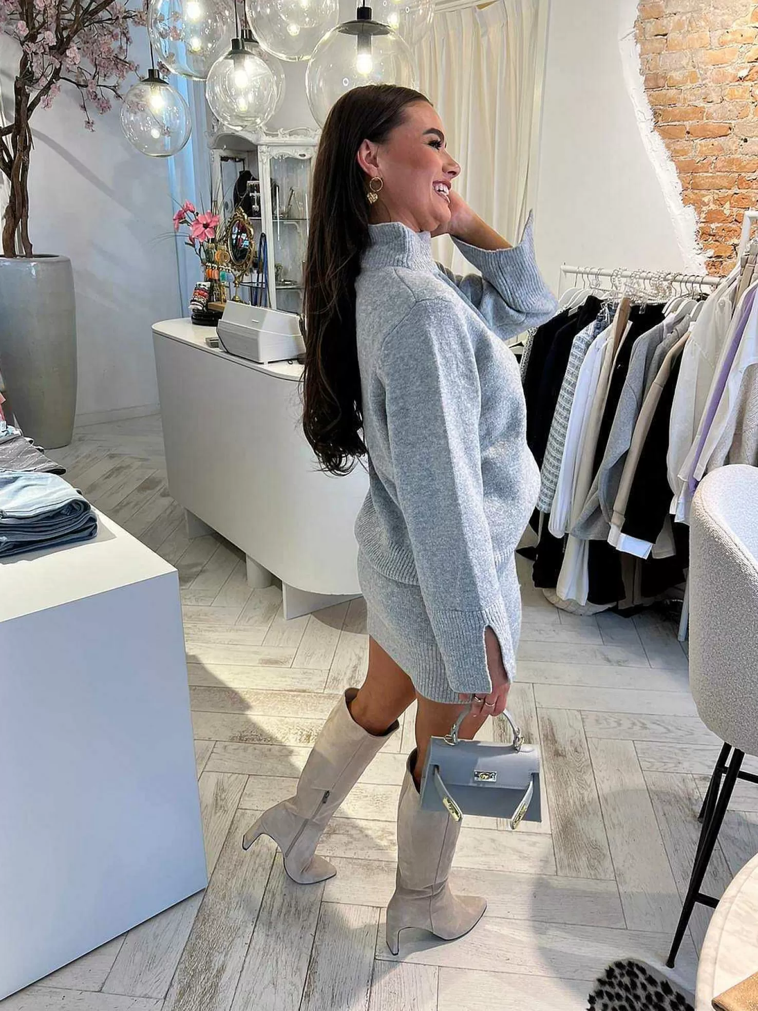 LOF Boutique Sets>Alice Knitted Set Light Grey