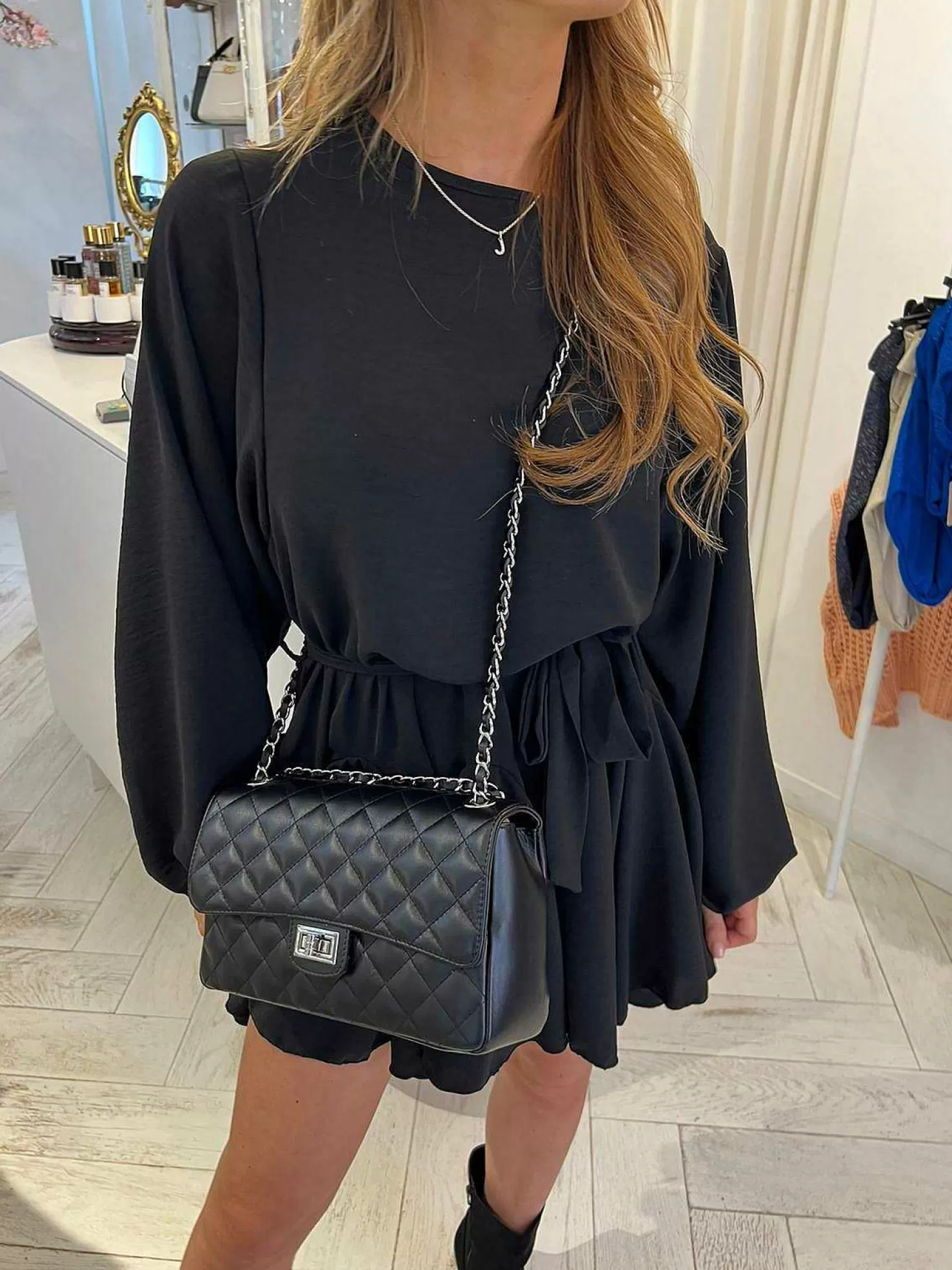 LOF Boutique Tassen>Audrey Bag Black & Silver Medium