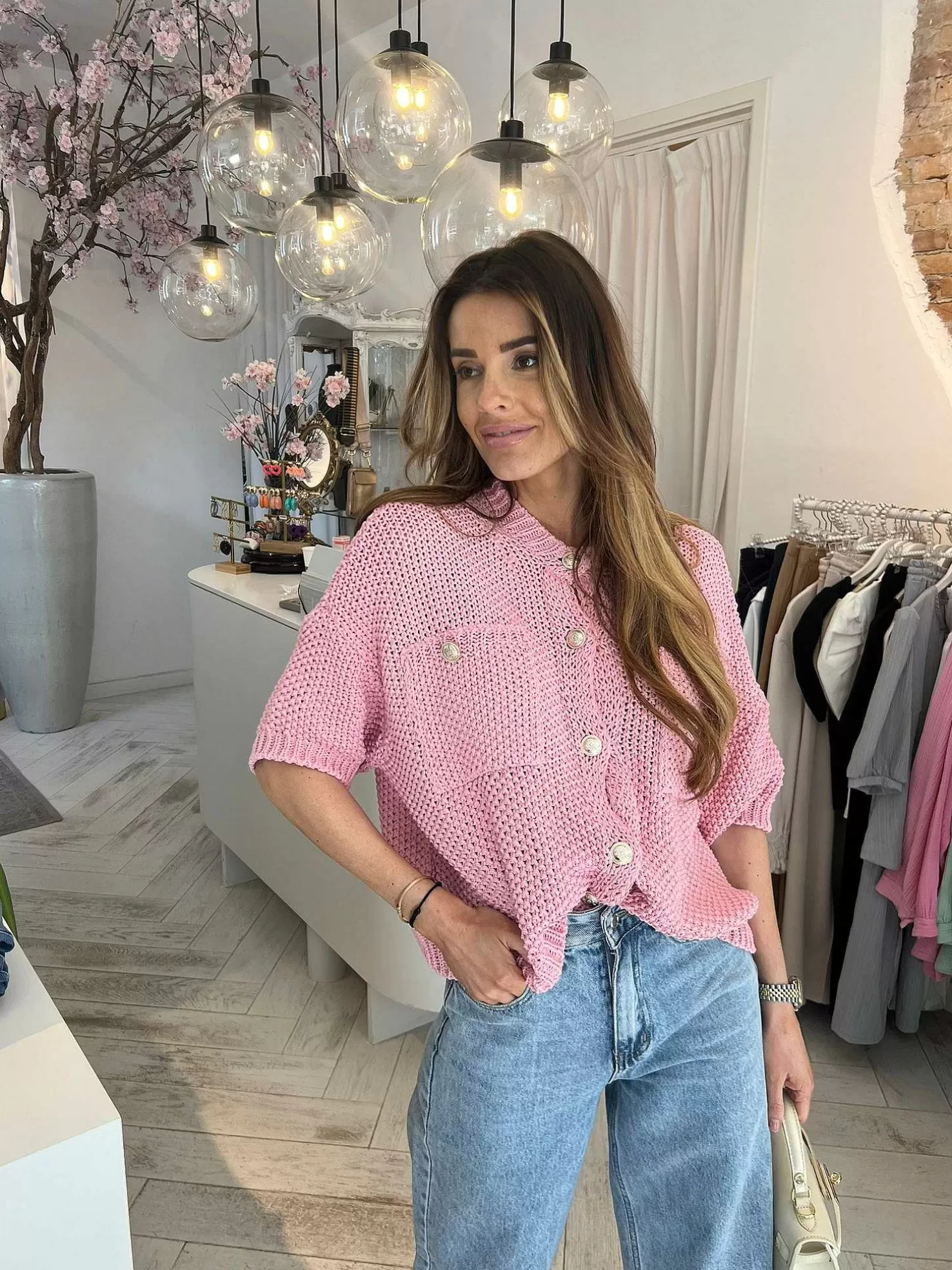 LOF Boutique Vesten>Aya Vest Baby Pink