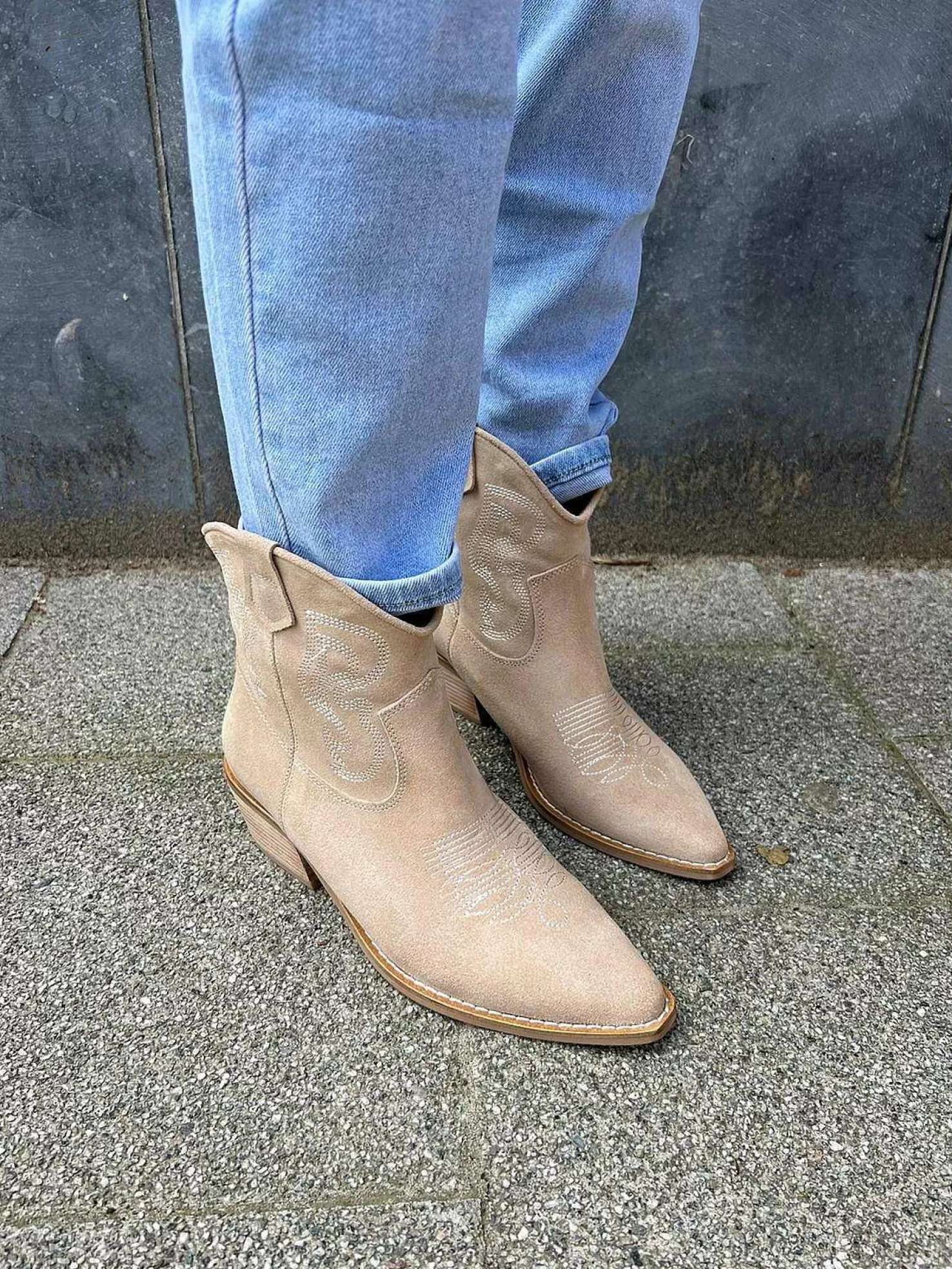 LOF Boutique Laarzen>Babouche Anouk Western Boots Beige