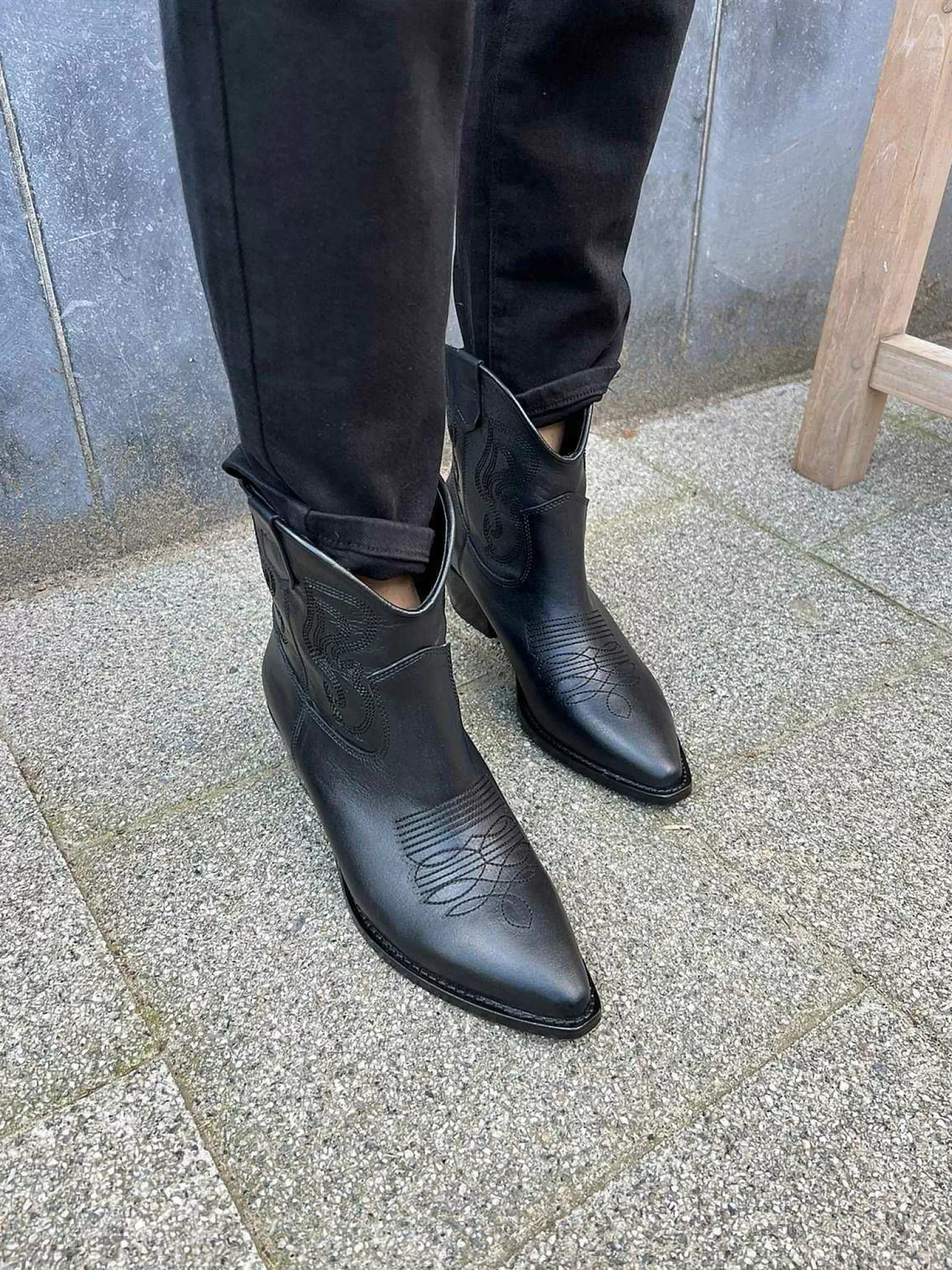 LOF Boutique Laarzen>Babouche Anouk Western Boots Black