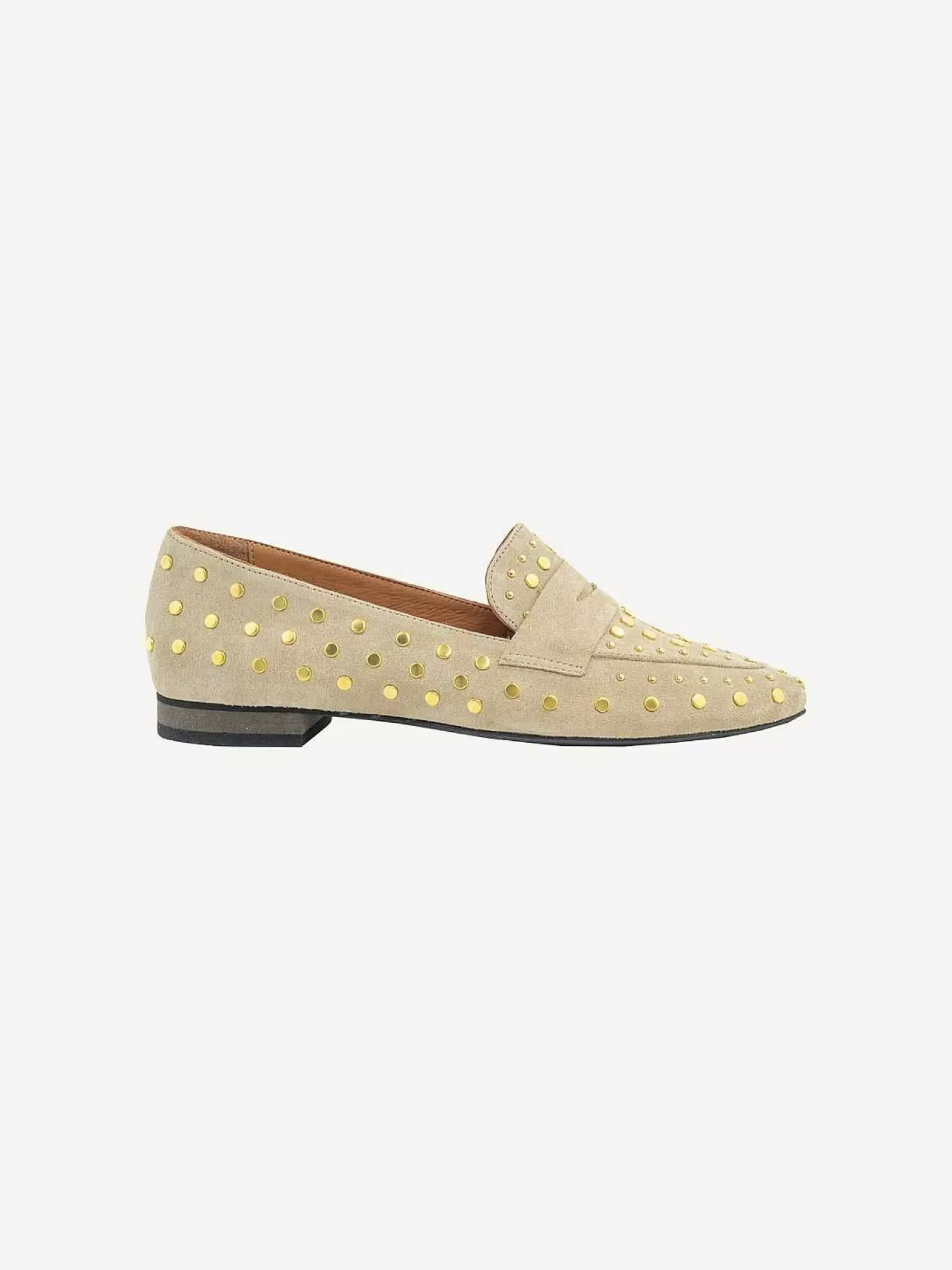 LOF Boutique Loafers>Babouche Loafers All Over Studs Beige
