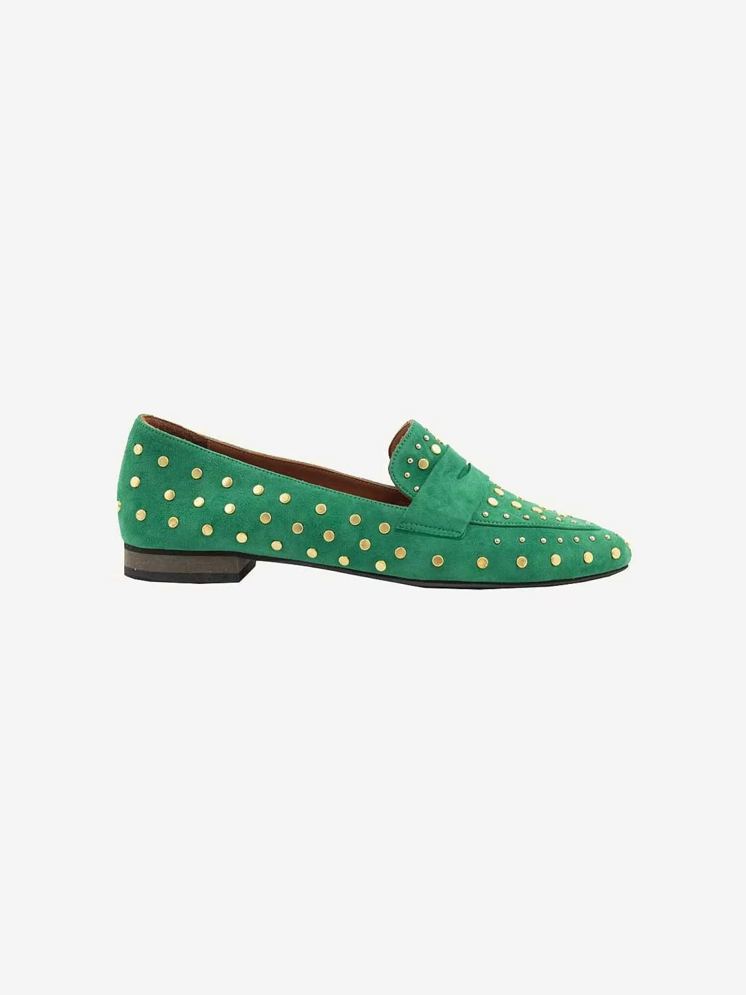 LOF Boutique Loafers>Babouche Loafers All Over Studs Green