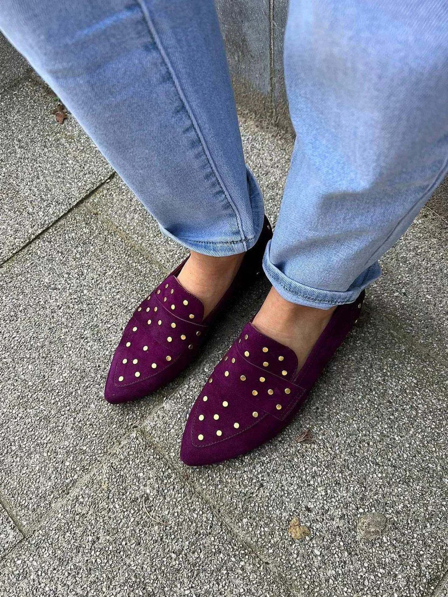 LOF Boutique Loafers>Babouche Loafers Studs Dark Purple