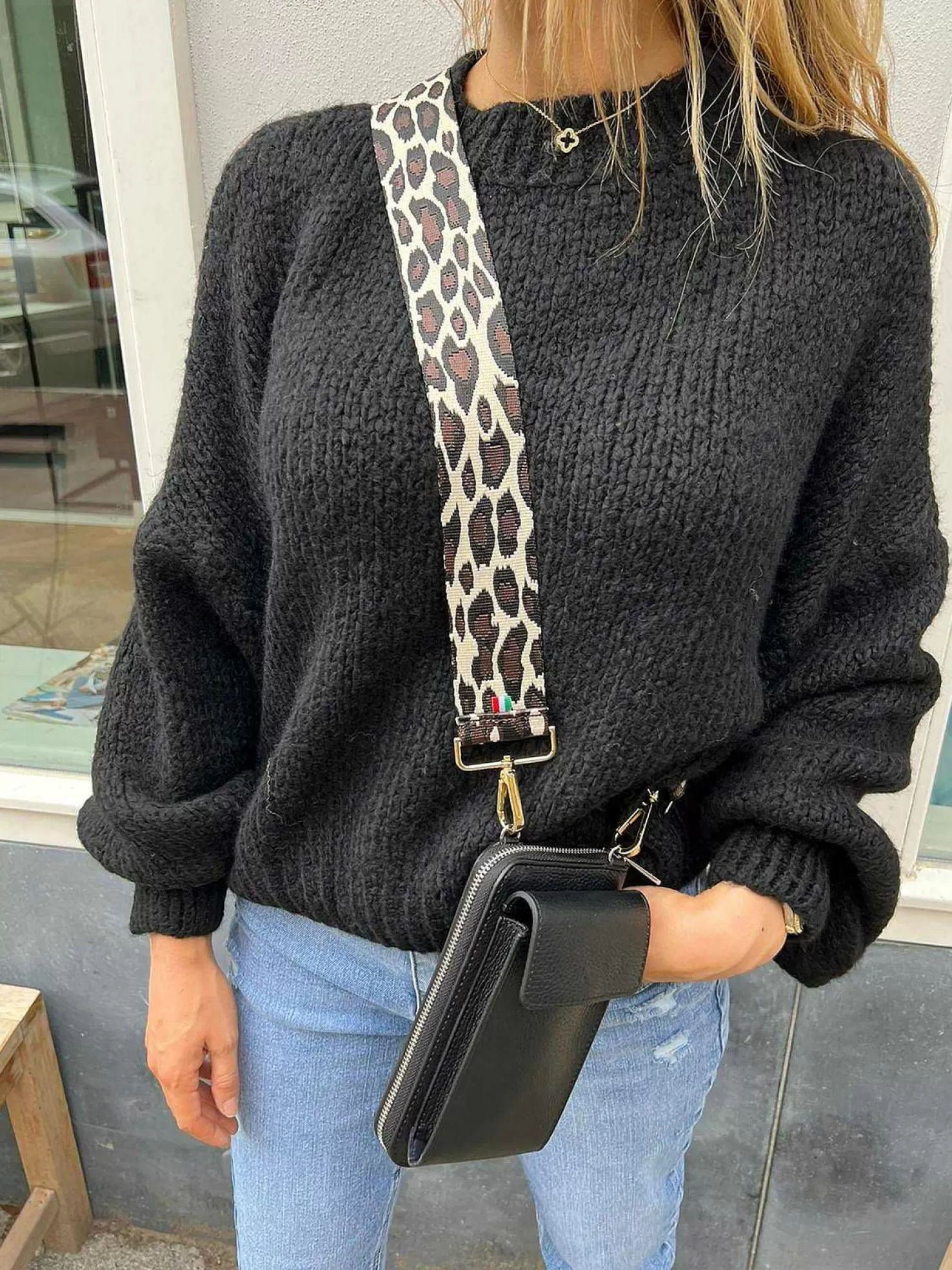 LOF Boutique Riemen>Bag Strap Leo Black & Choco