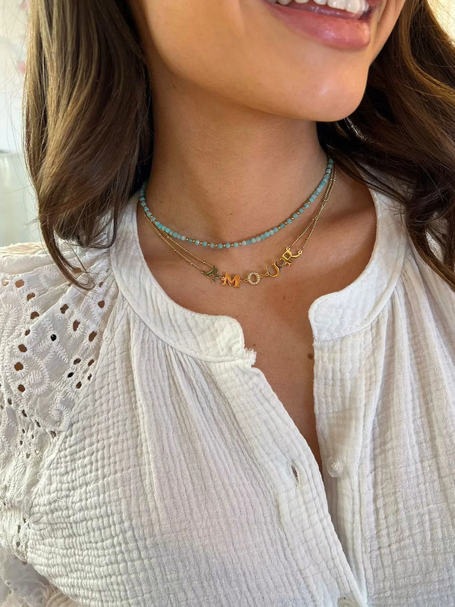 LOF Boutique Kettingen>Beads Necklace Blue & Gold