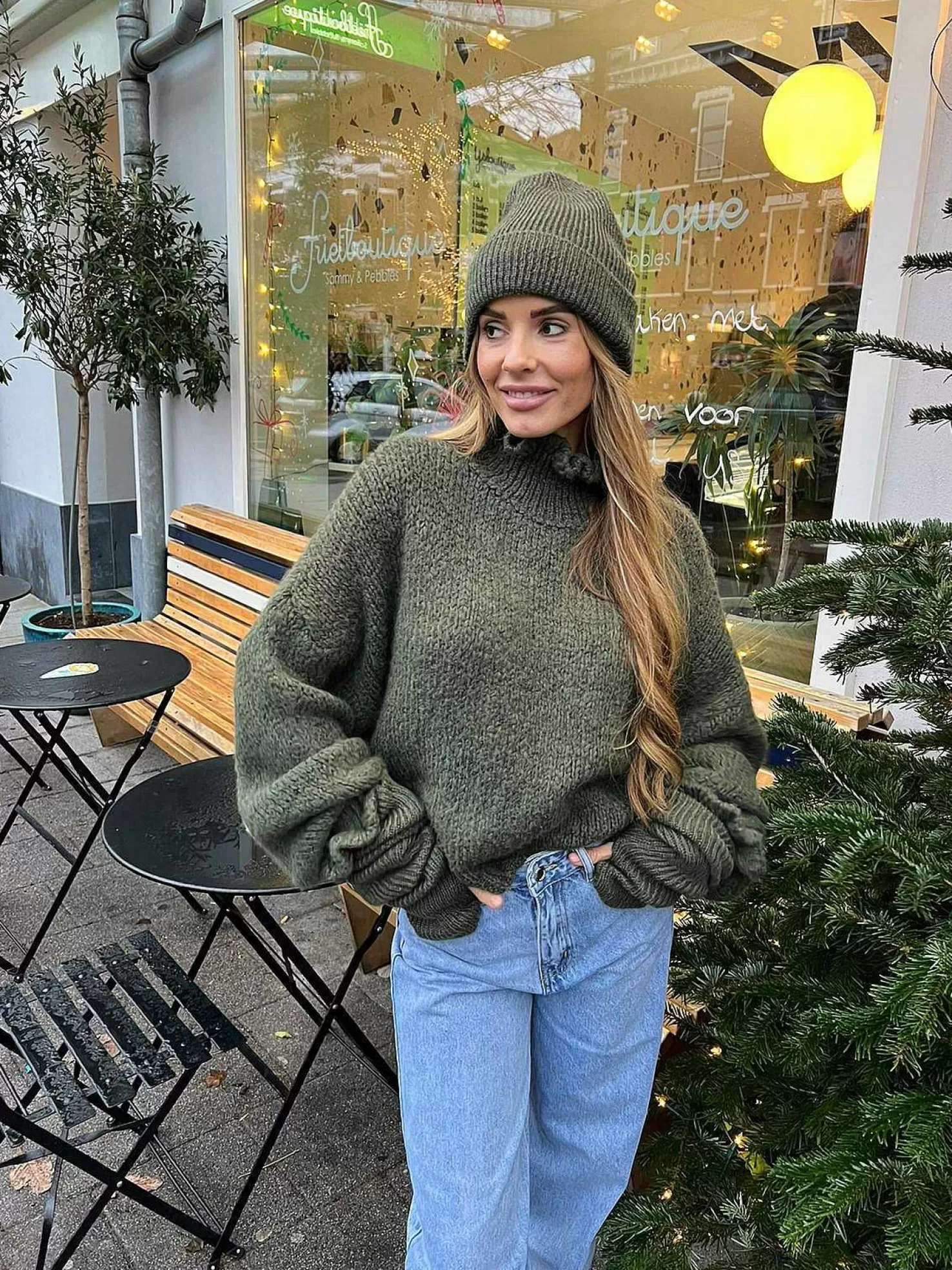 LOF Boutique Mutsen & Sjaals>Beanie & Gloves Set Army