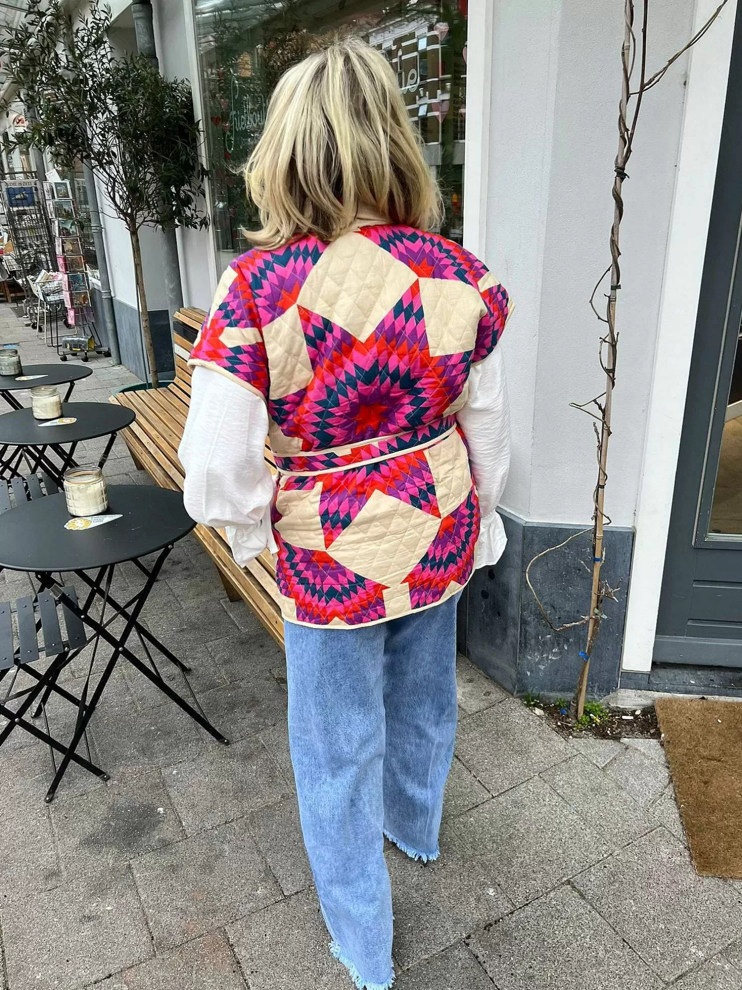 LOF Boutique Gilets>Beky Aztec Gilet Beige