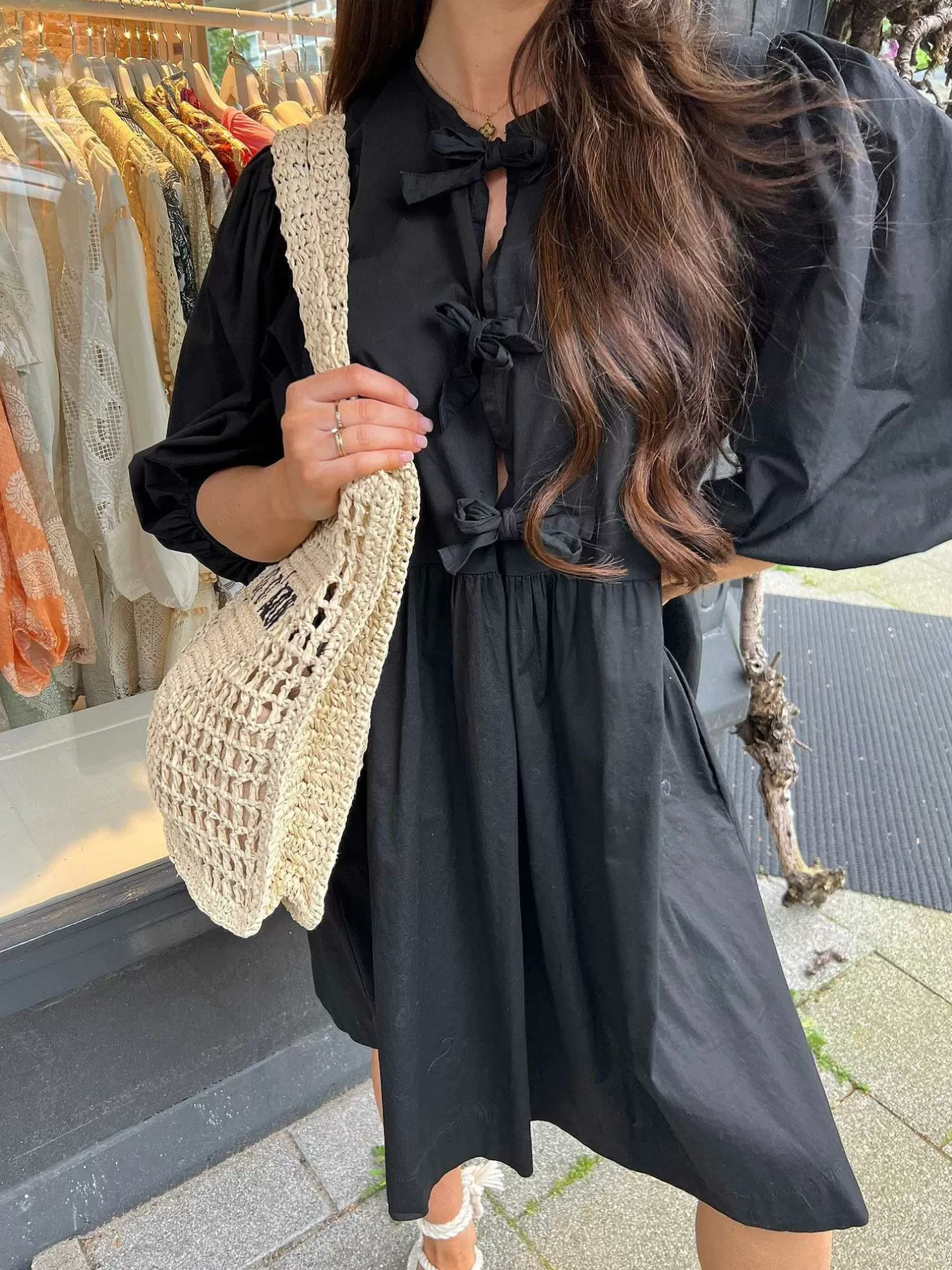 LOF Boutique Jurken>Bibi Bow Dress Black