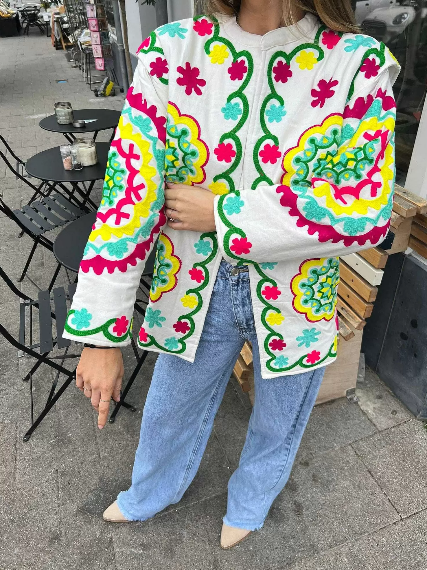 LOF Boutique Jassen>Bilboa Pattern Jacket Off White