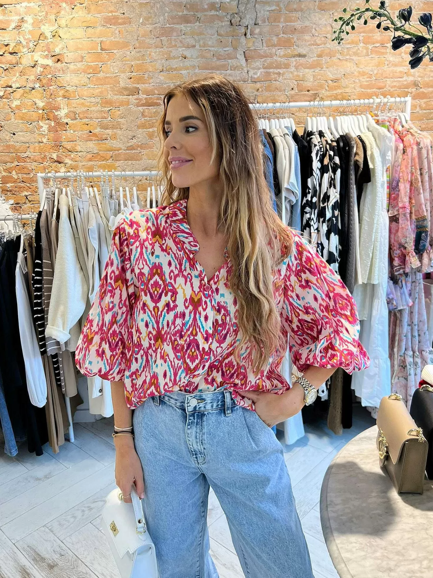 LOF Boutique Tops & Blousjes>Blaire Blouse Fuchsia