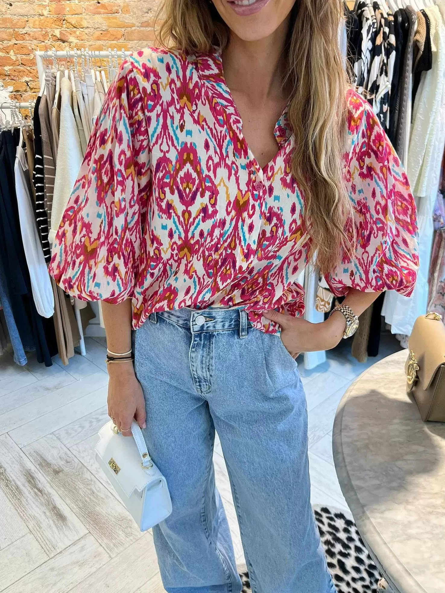 LOF Boutique Tops & Blousjes>Blaire Blouse Fuchsia
