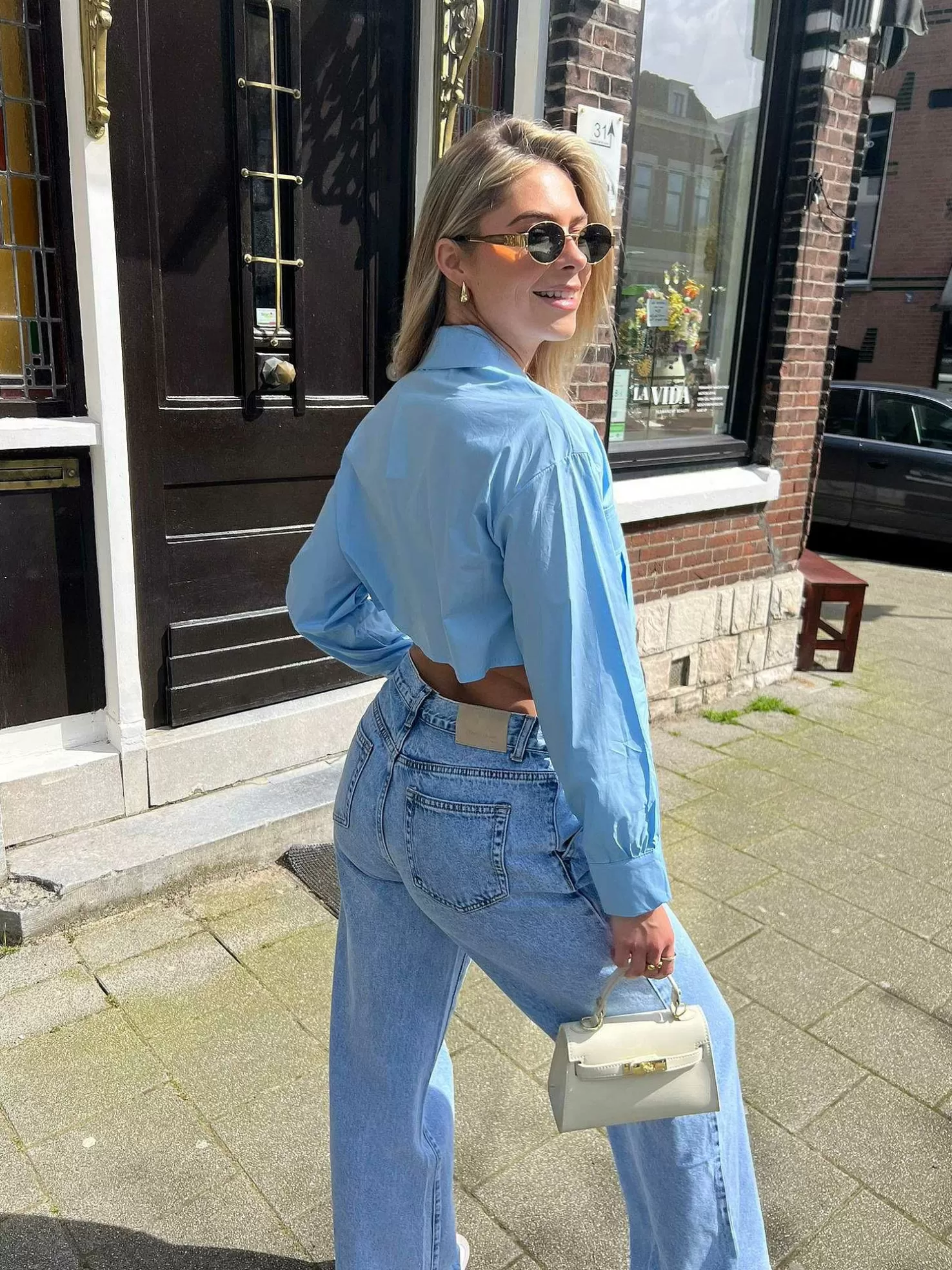 LOF Boutique Tops & Blousjes>Bodhi Cropped Blouse Blue