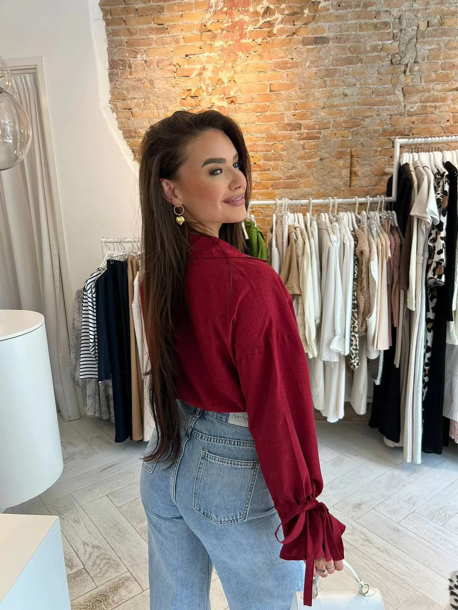 LOF Boutique Tops & Blousjes>Charlie Cropped Blouse Bordeaux