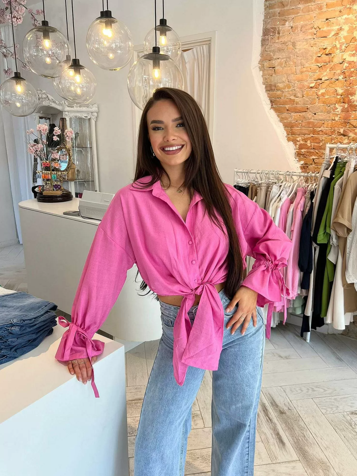 LOF Boutique Tops & Blousjes>Charlie Cropped Blouse Pink