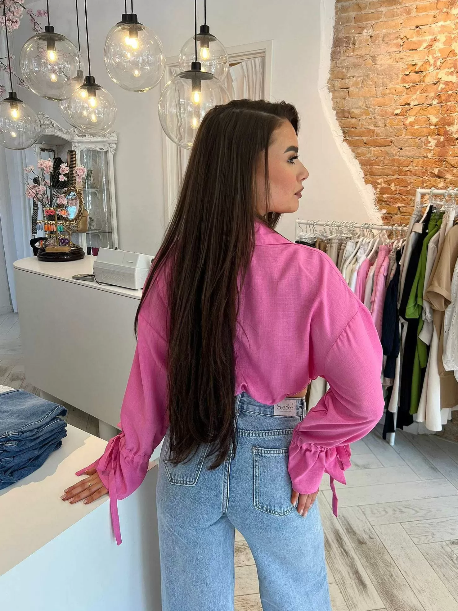 LOF Boutique Tops & Blousjes>Charlie Cropped Blouse Pink