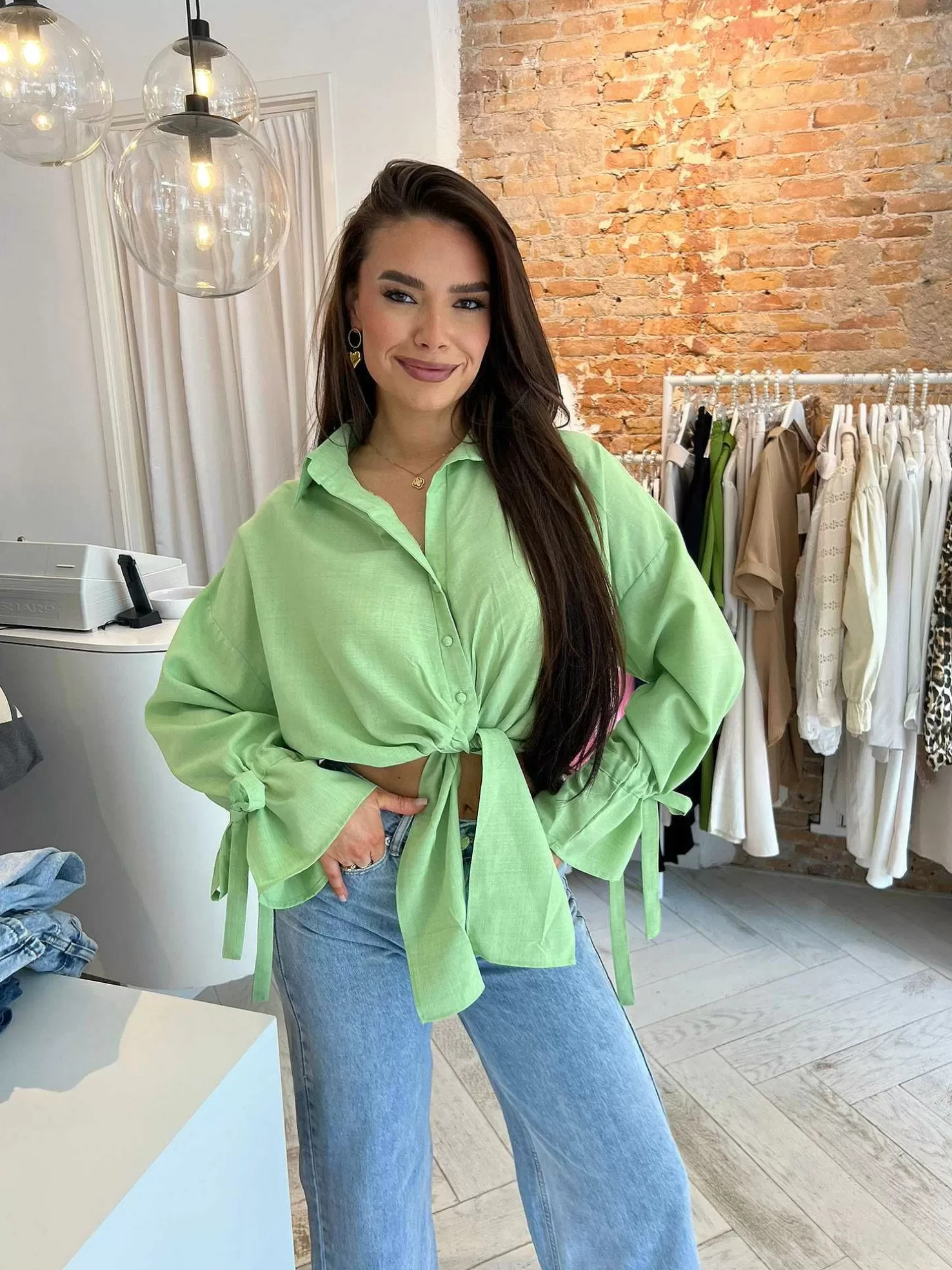 LOF Boutique Tops & Blousjes>Charlie Cropped Blouse Pistache