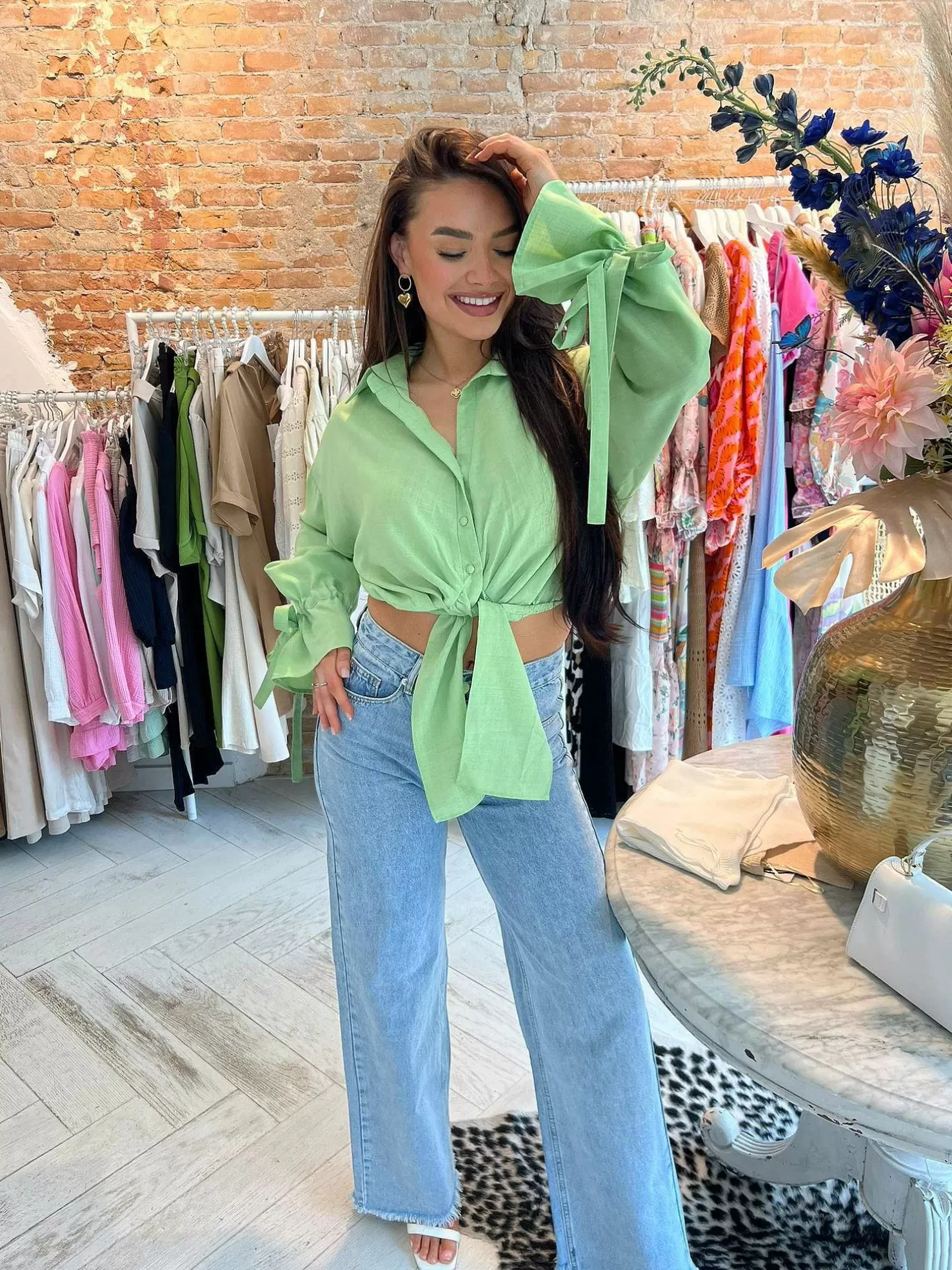 LOF Boutique Tops & Blousjes>Charlie Cropped Blouse Pistache