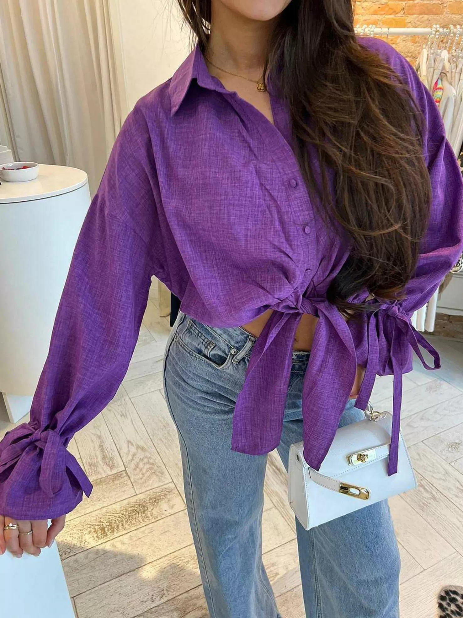 LOF Boutique Tops & Blousjes>Charlie Cropped Blouse Purple