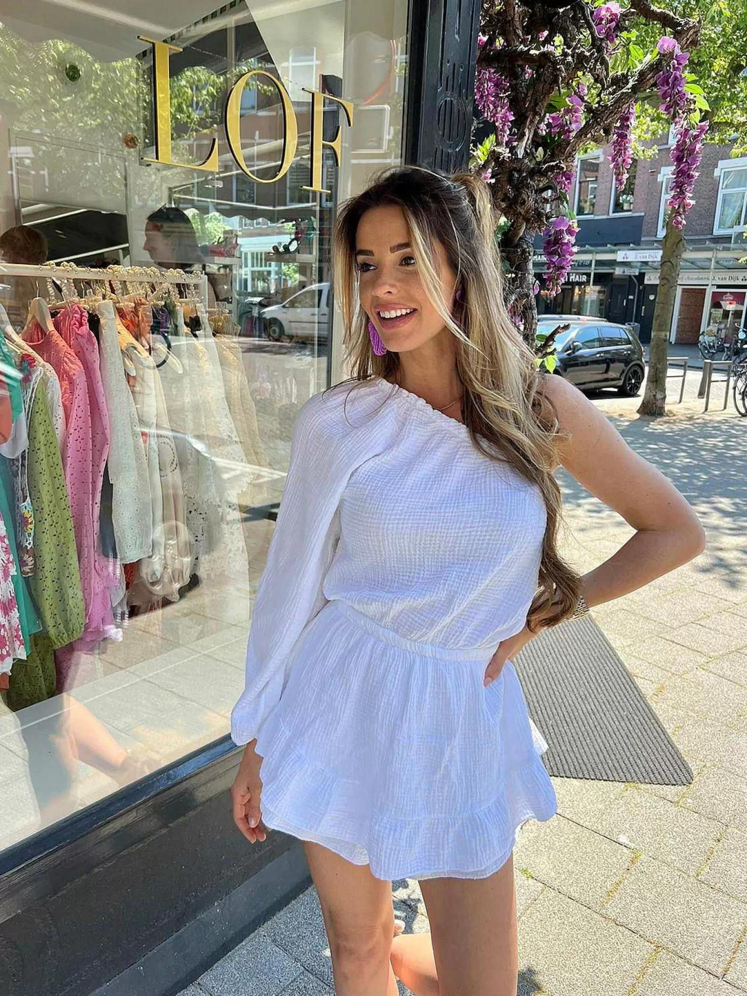 LOF Boutique Jumpsuits>Coco One Sleeve Playsuit White