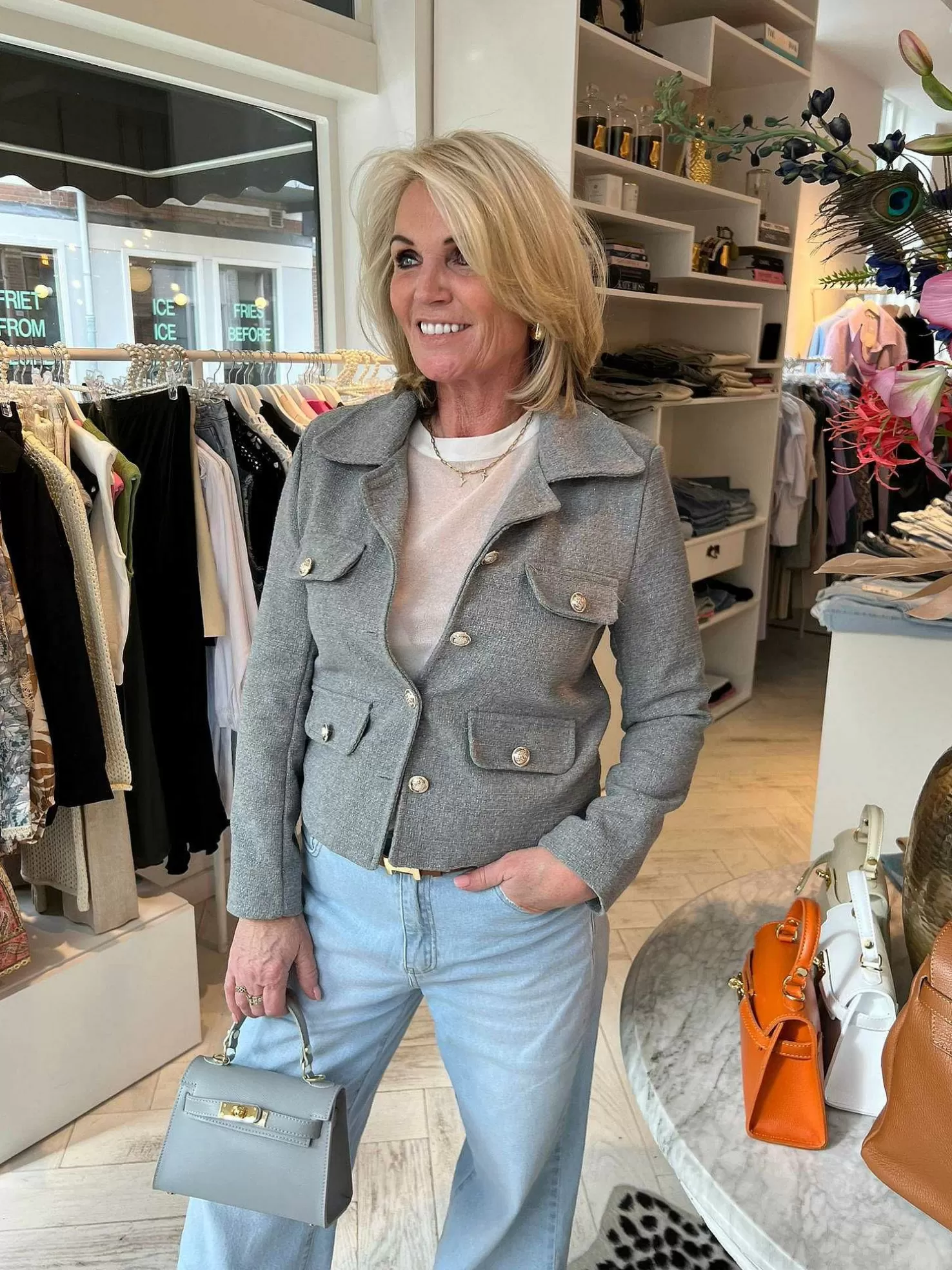 LOF Boutique Jassen>Coco Tweed Jacket Grey