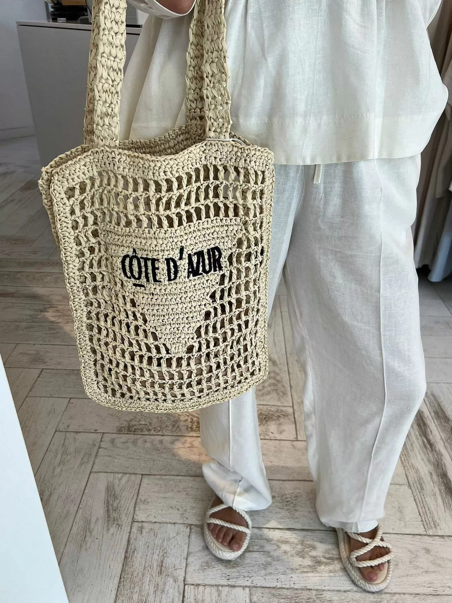 LOF Boutique Tassen>Cote D'Azur Beach Bag Beige