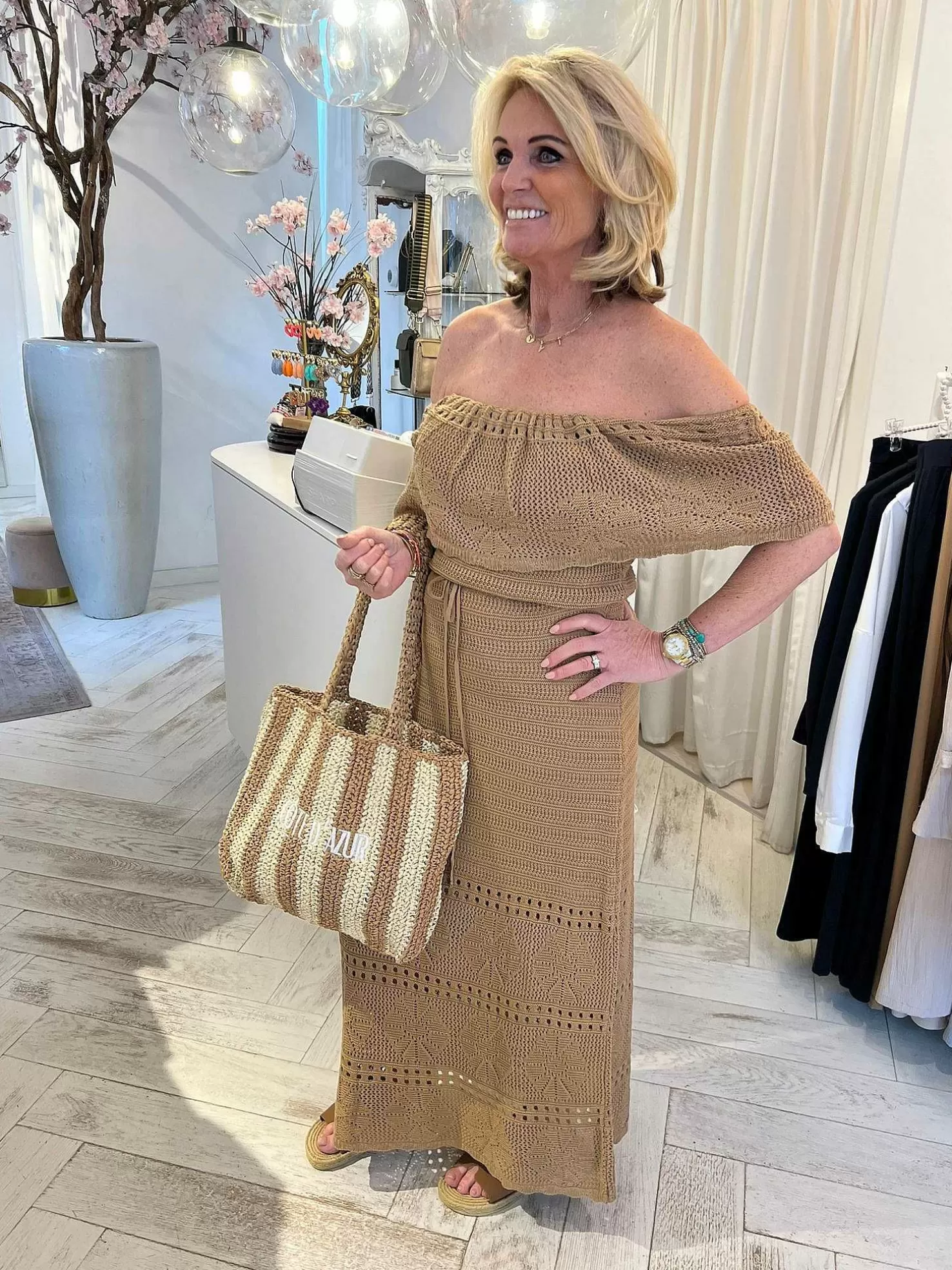 LOF Boutique Tassen>Cote D'Azur Beach Bag Beige & Camel