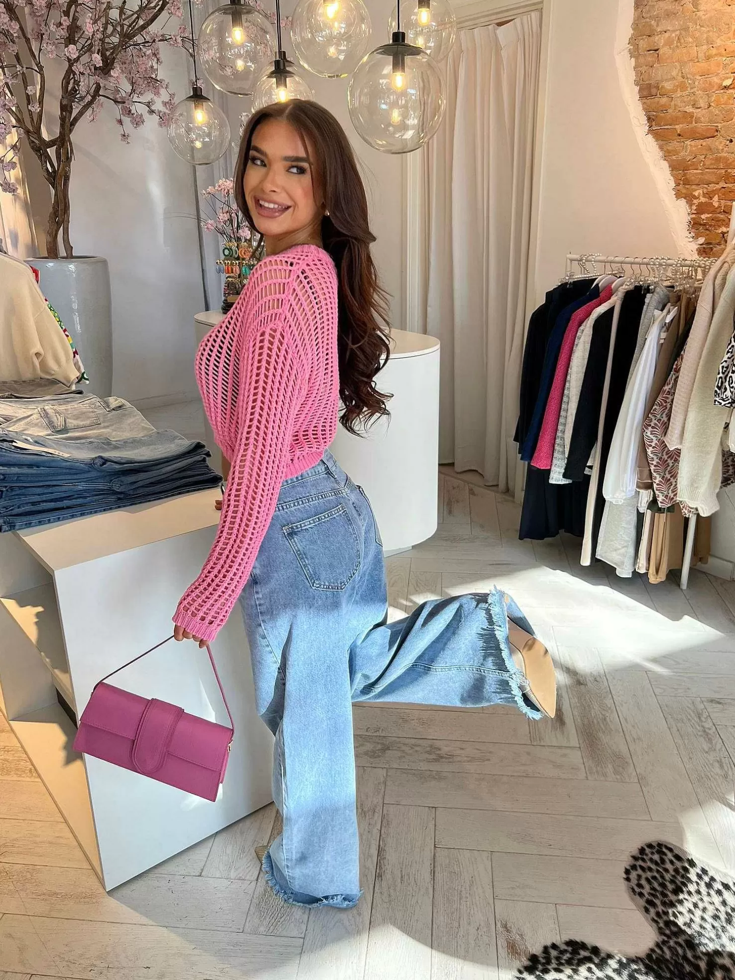 LOF Boutique Tops & Blousjes>Crochet Knit Top Pink