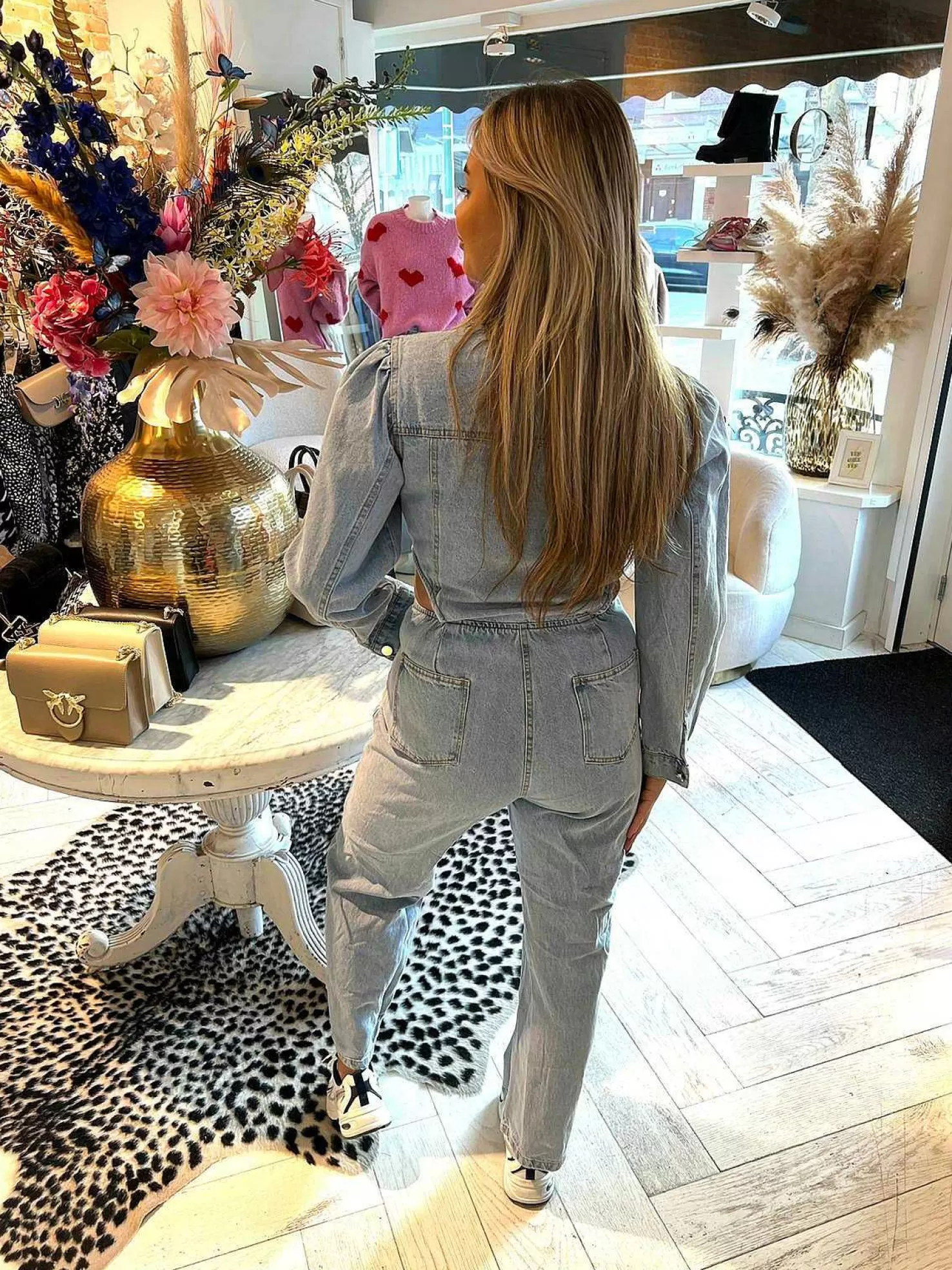 LOF Boutique Jumpsuits>Denim Cut Out Jumpsuit Blue