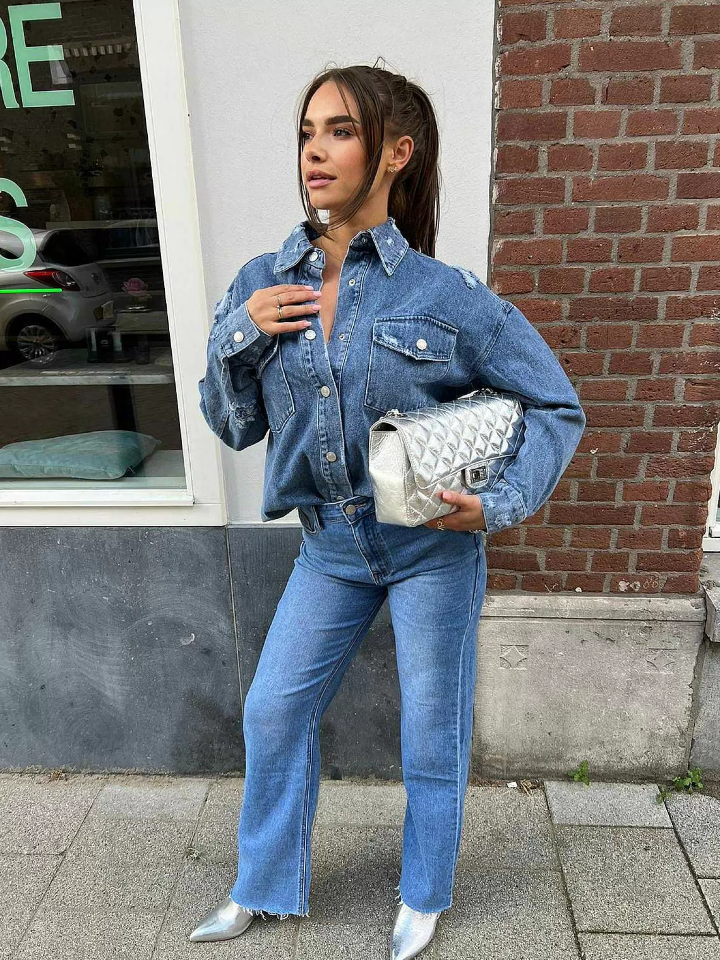 LOF Boutique Jassen>Destroyed Denim Blouse Blue