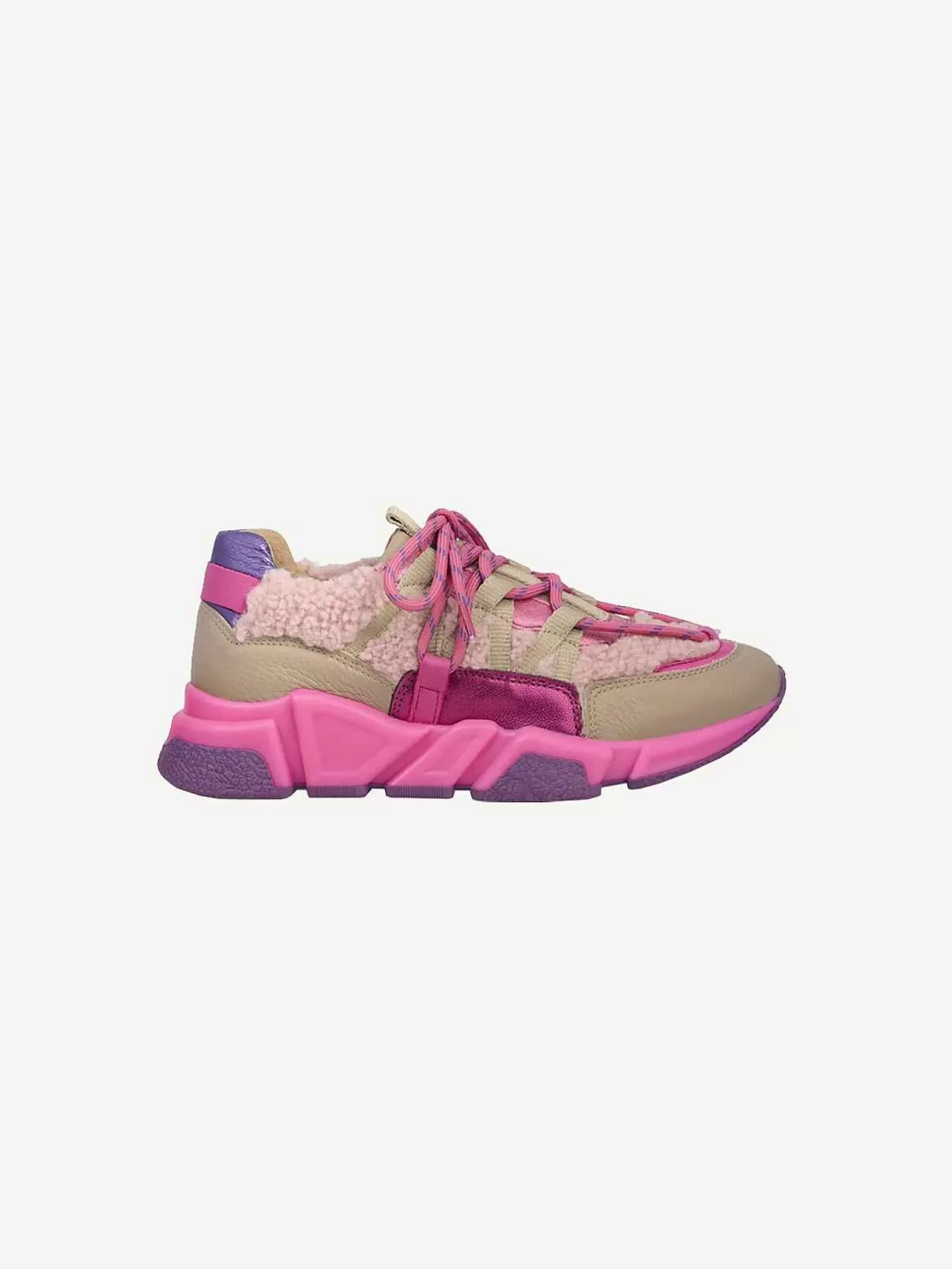 LOF Boutique Sneakers>Dwrs Los Angeles Teddy Sneakers Fuchsia & Beige