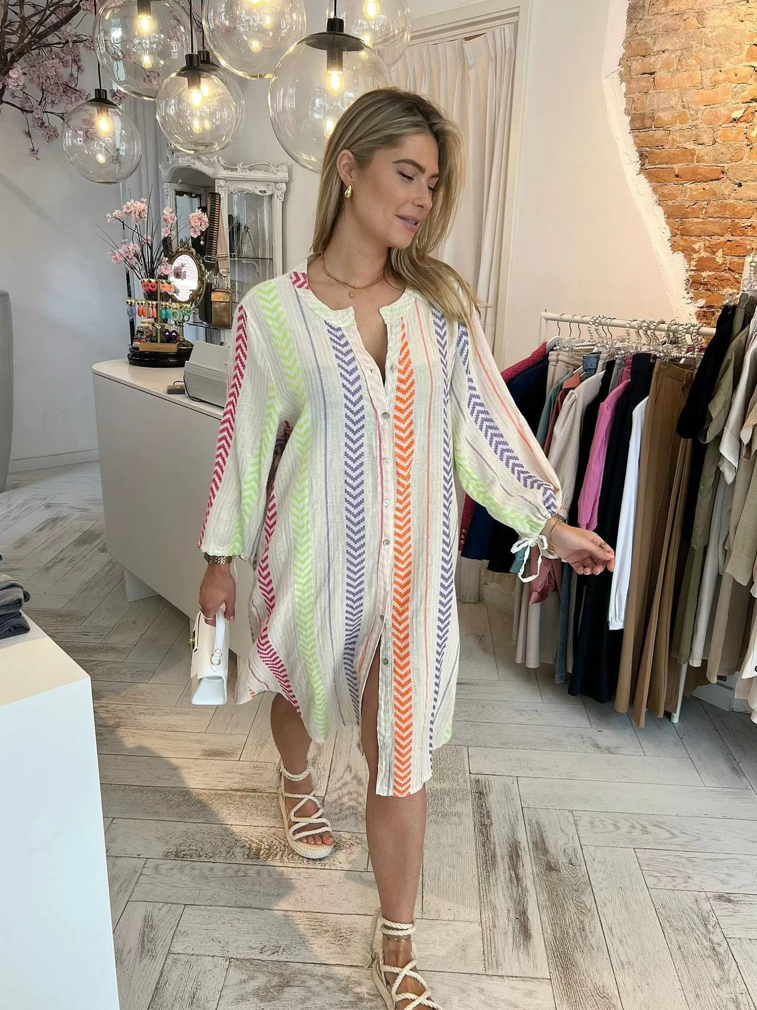 LOF Boutique Jurken>Elvi Lurex Maxi Dress Multicolor