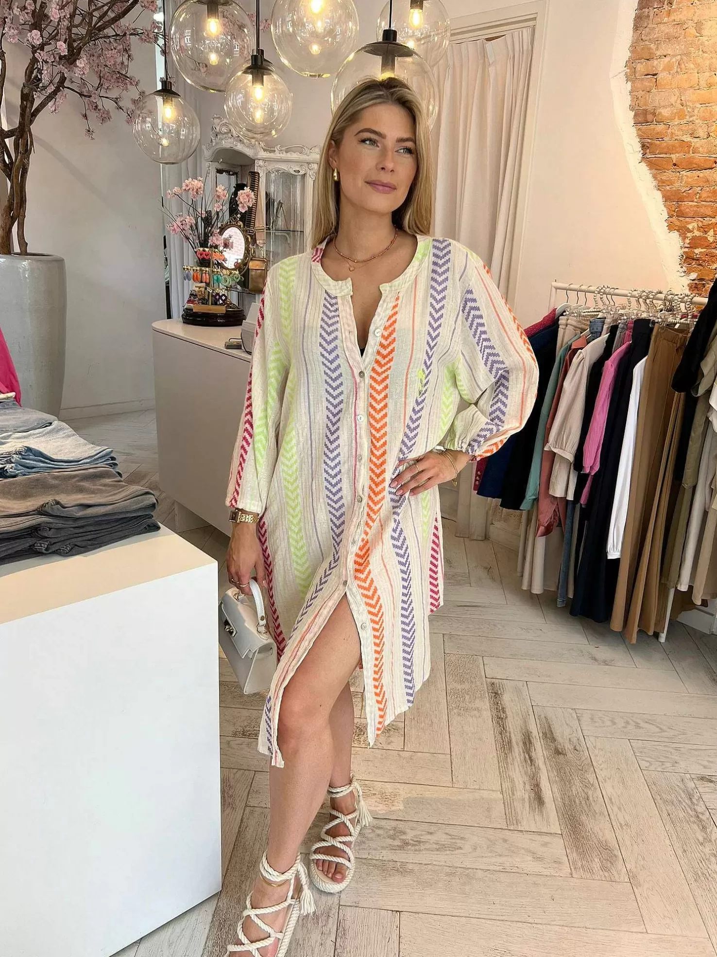 LOF Boutique Jurken>Elvi Lurex Maxi Dress Multicolor