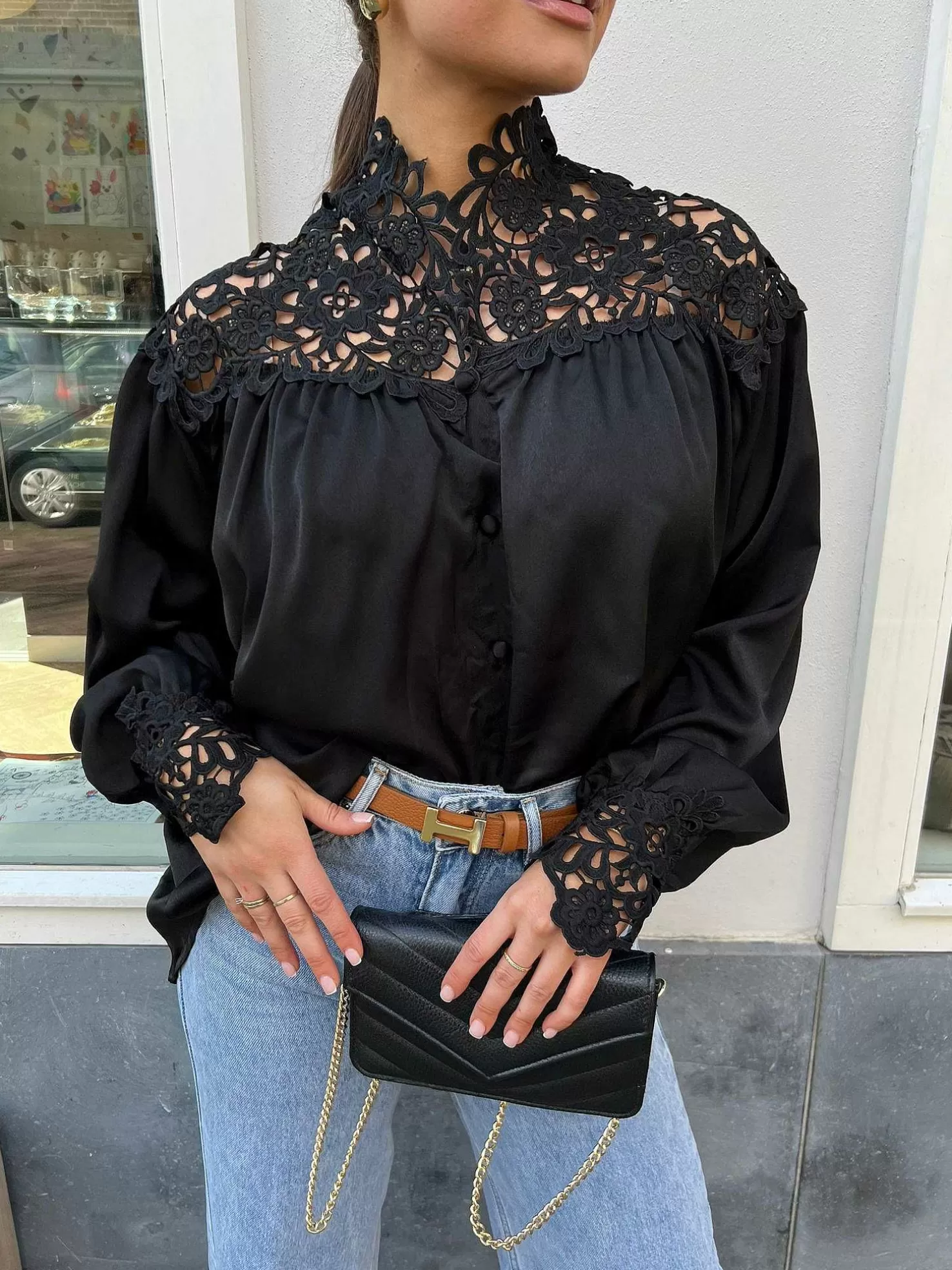 LOF Boutique Tops & Blousjes>Emily Lace Blouse Black