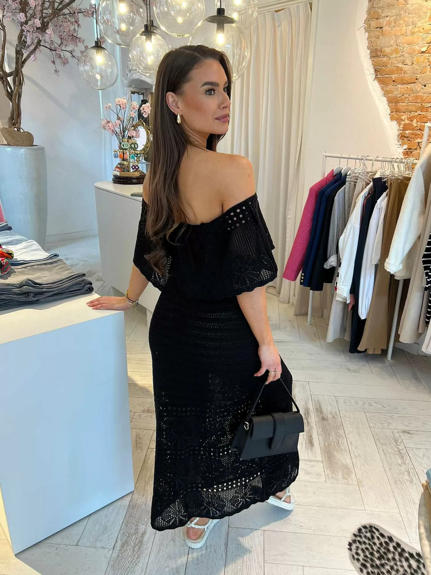 LOF Boutique Jurken>Estella Off Shoulder Maxi Dress Black