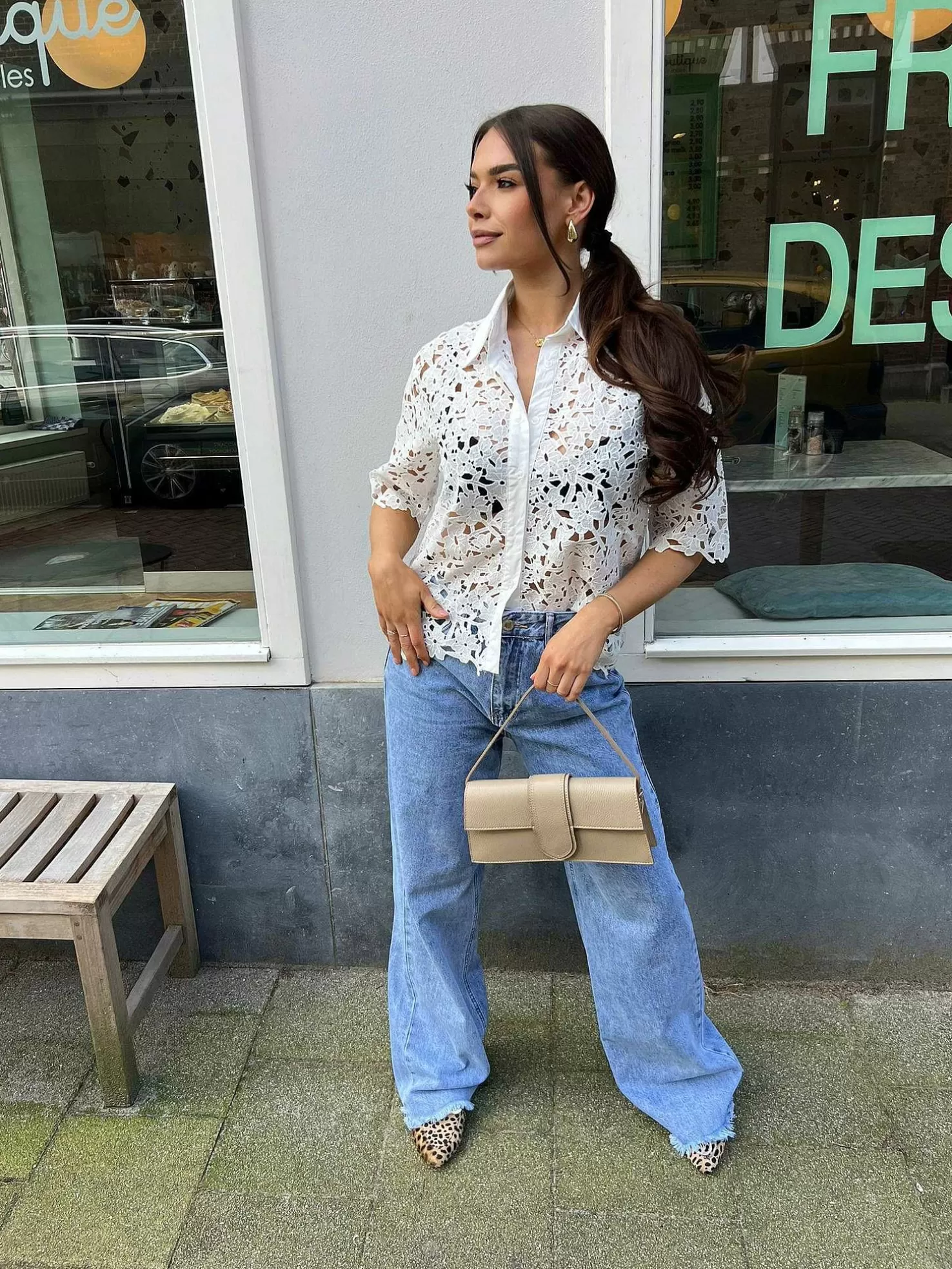 LOF Boutique Tops & Blousjes>Evi Broderie Blouse Wit