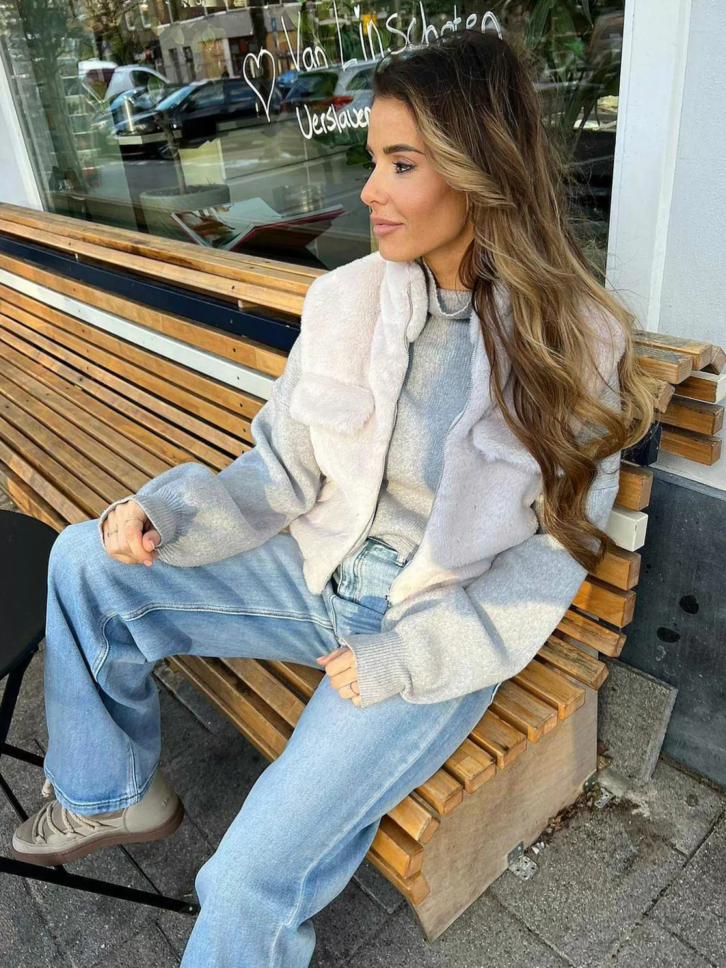 LOF Boutique Gilets>Faux Fur Gilet Light Grey