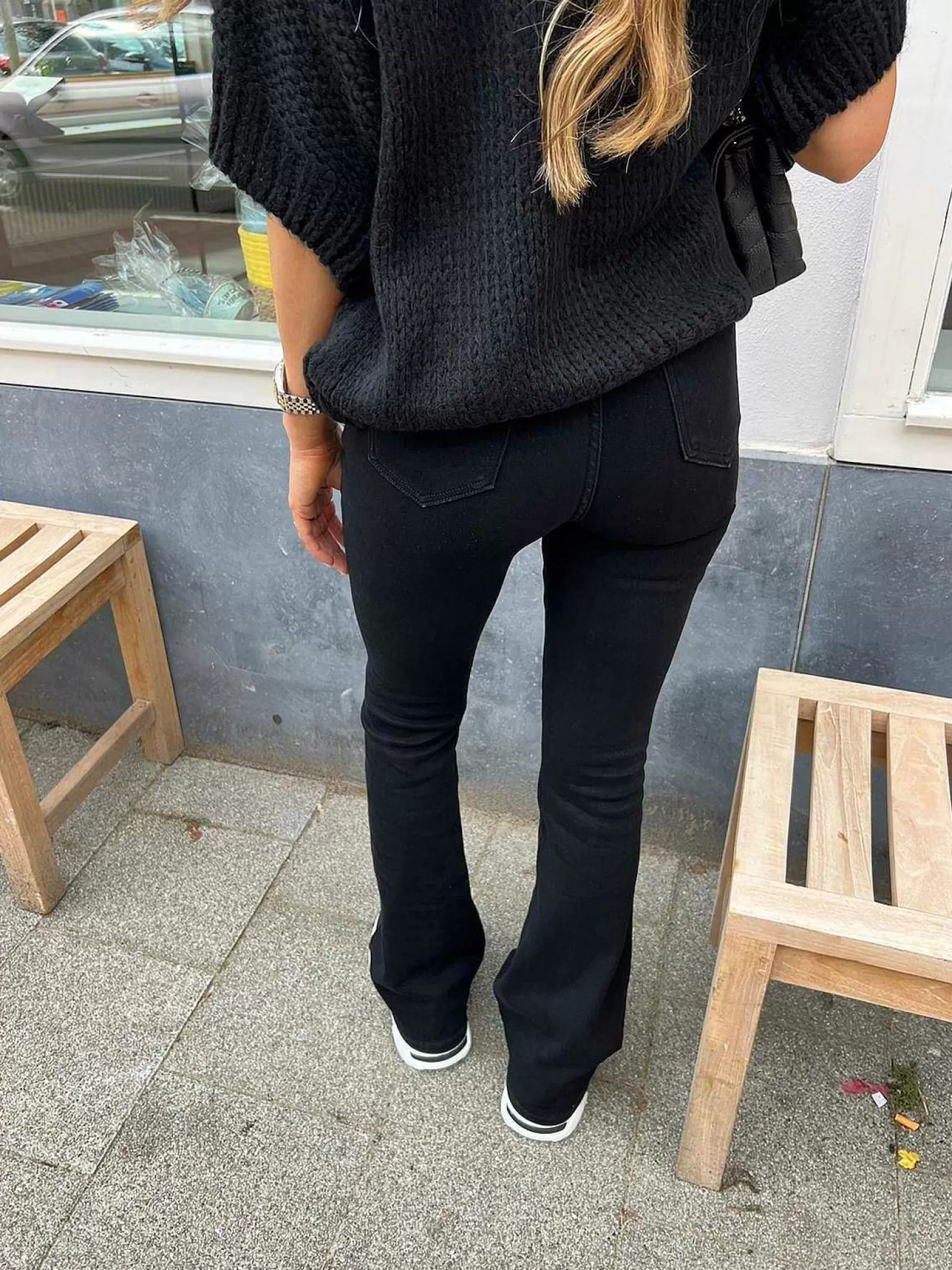 LOF Boutique Broeken>Flared Jeans Black