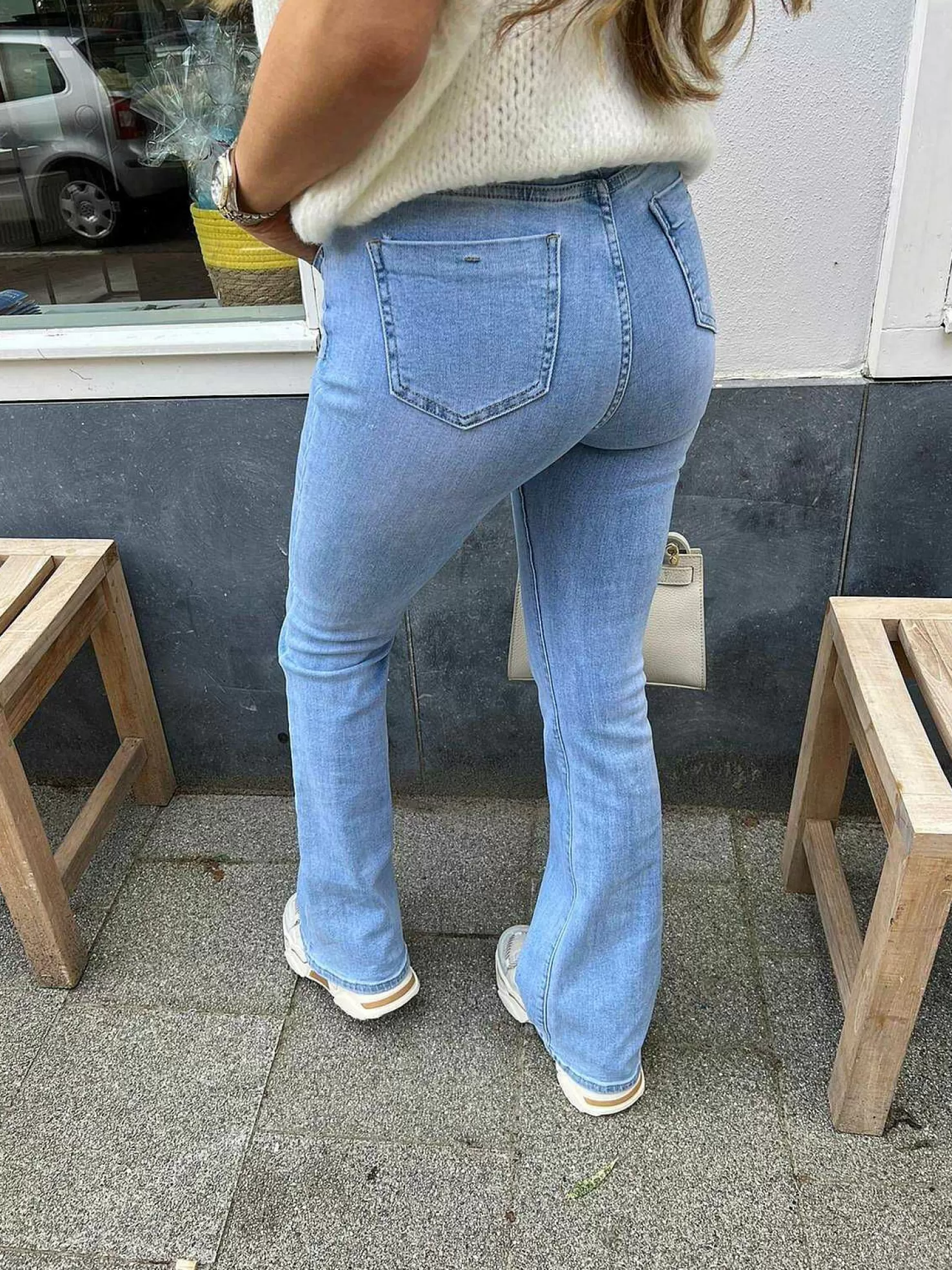 LOF Boutique Broeken>Flared Jeans Blue