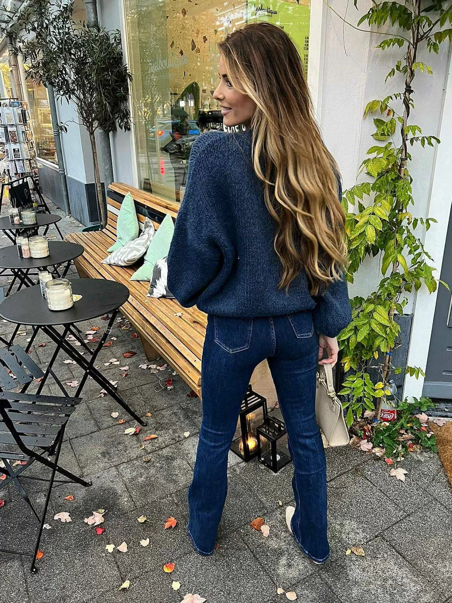 LOF Boutique Broeken>Flared Jeans Deep Blue