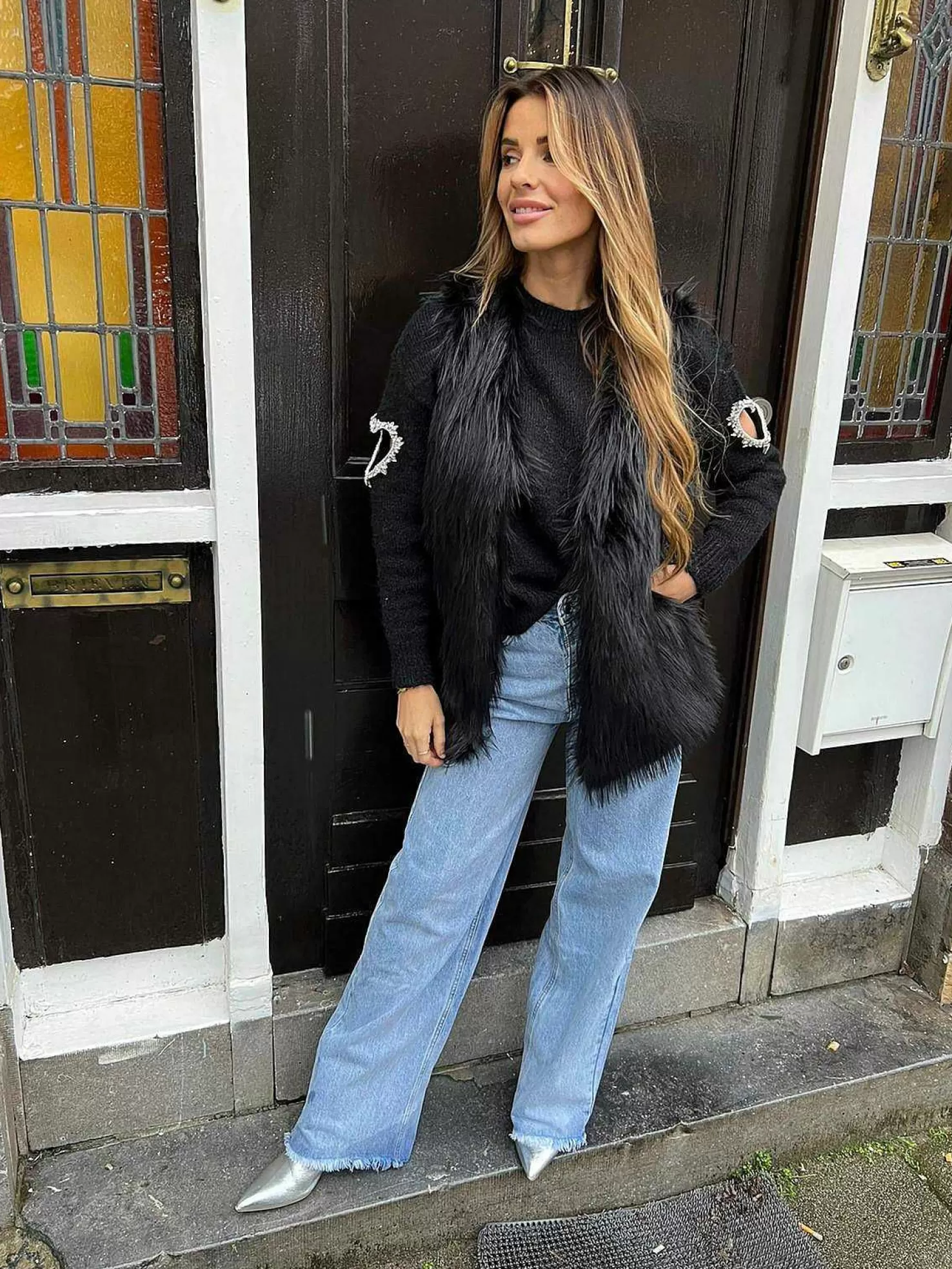 LOF Boutique Gilets>Furry Gilet Black