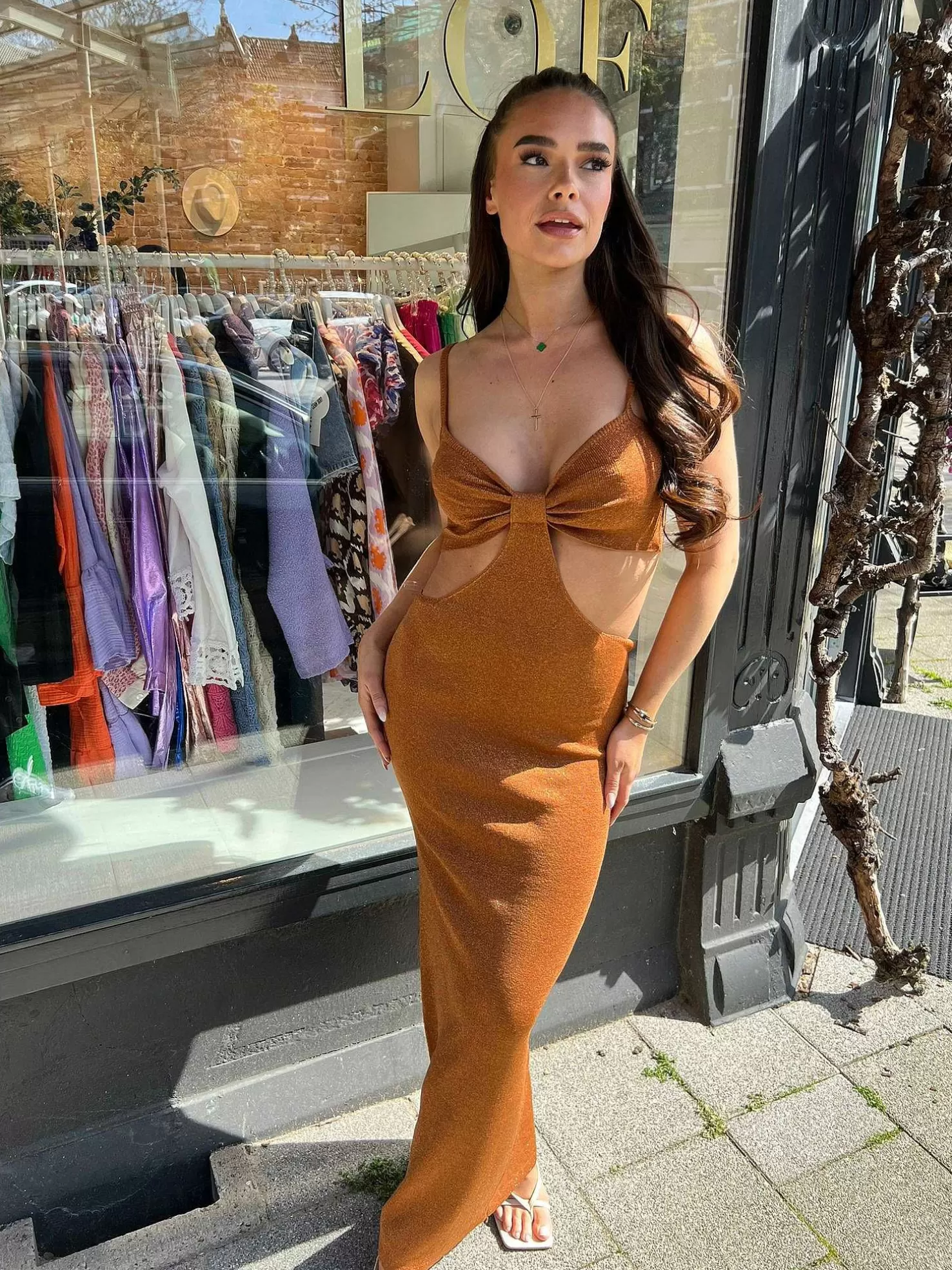 LOF Boutique Jurken>Gabriella Maxi Dress Terracotta