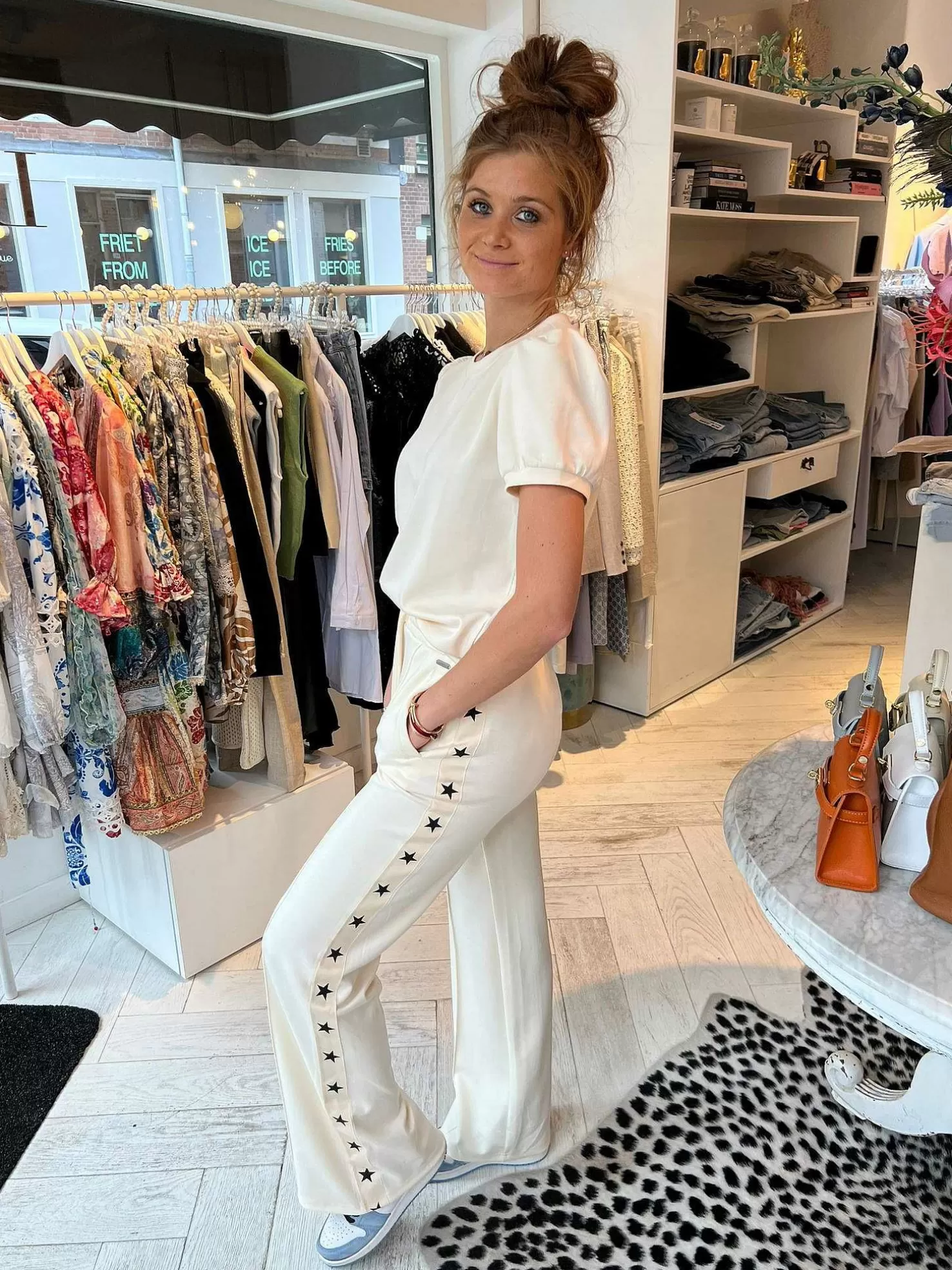 LOF Boutique Sets>Ginny Star Jogging Pants Beige