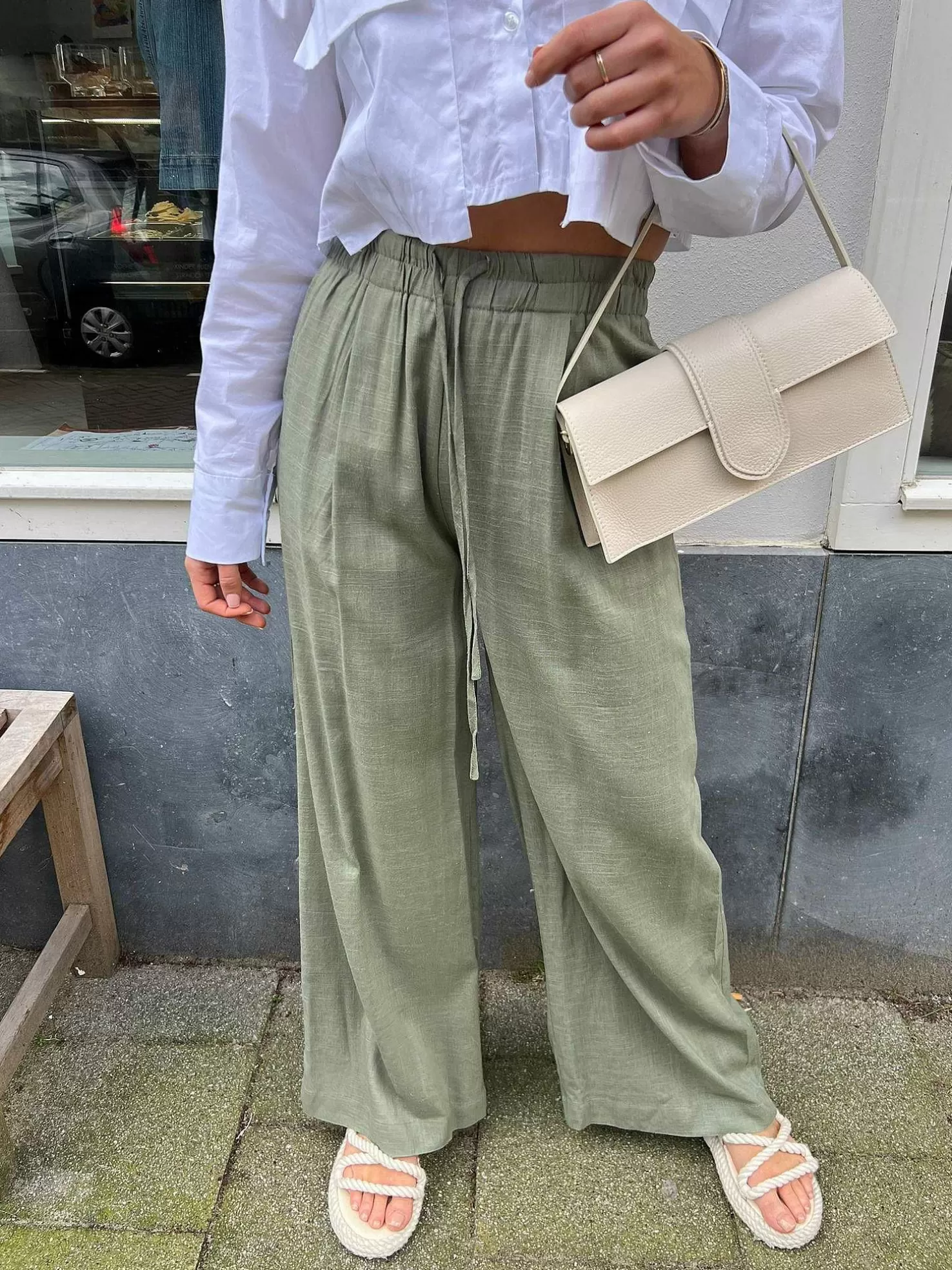 LOF Boutique Broeken>Hailey Linen Pants Army