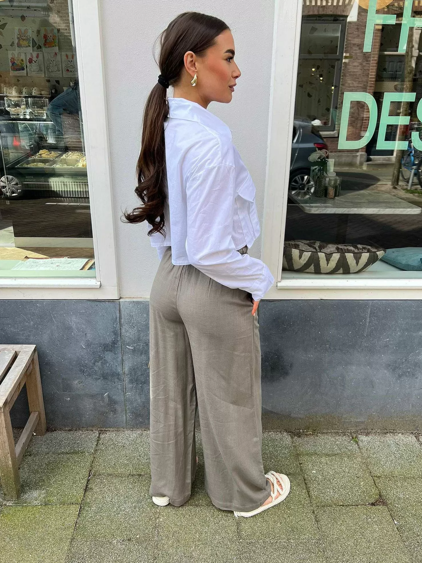 LOF Boutique Broeken>Hailey Linen Pants Taupe