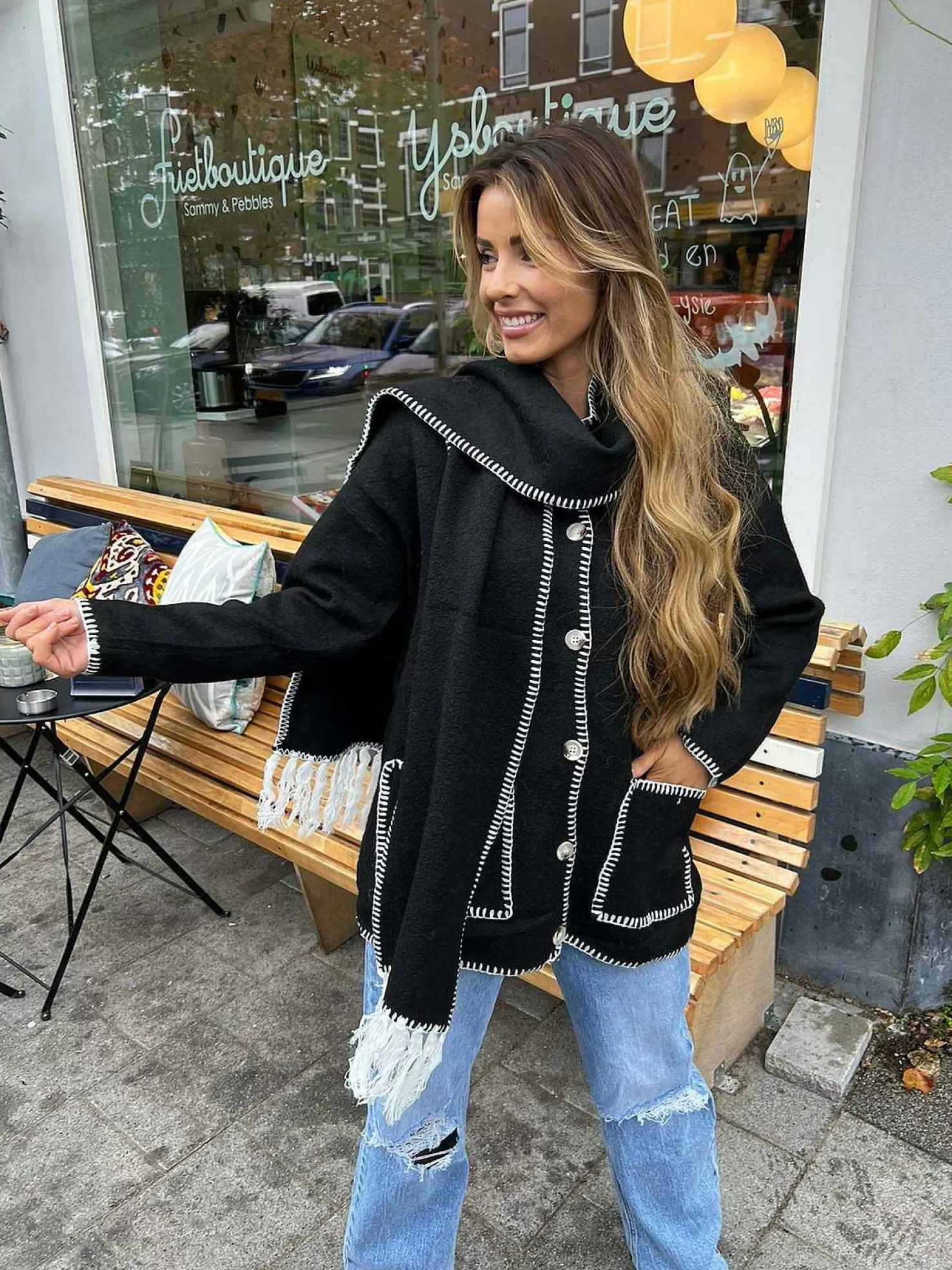LOF Boutique Vesten>Inspired Blanked Jacket Black