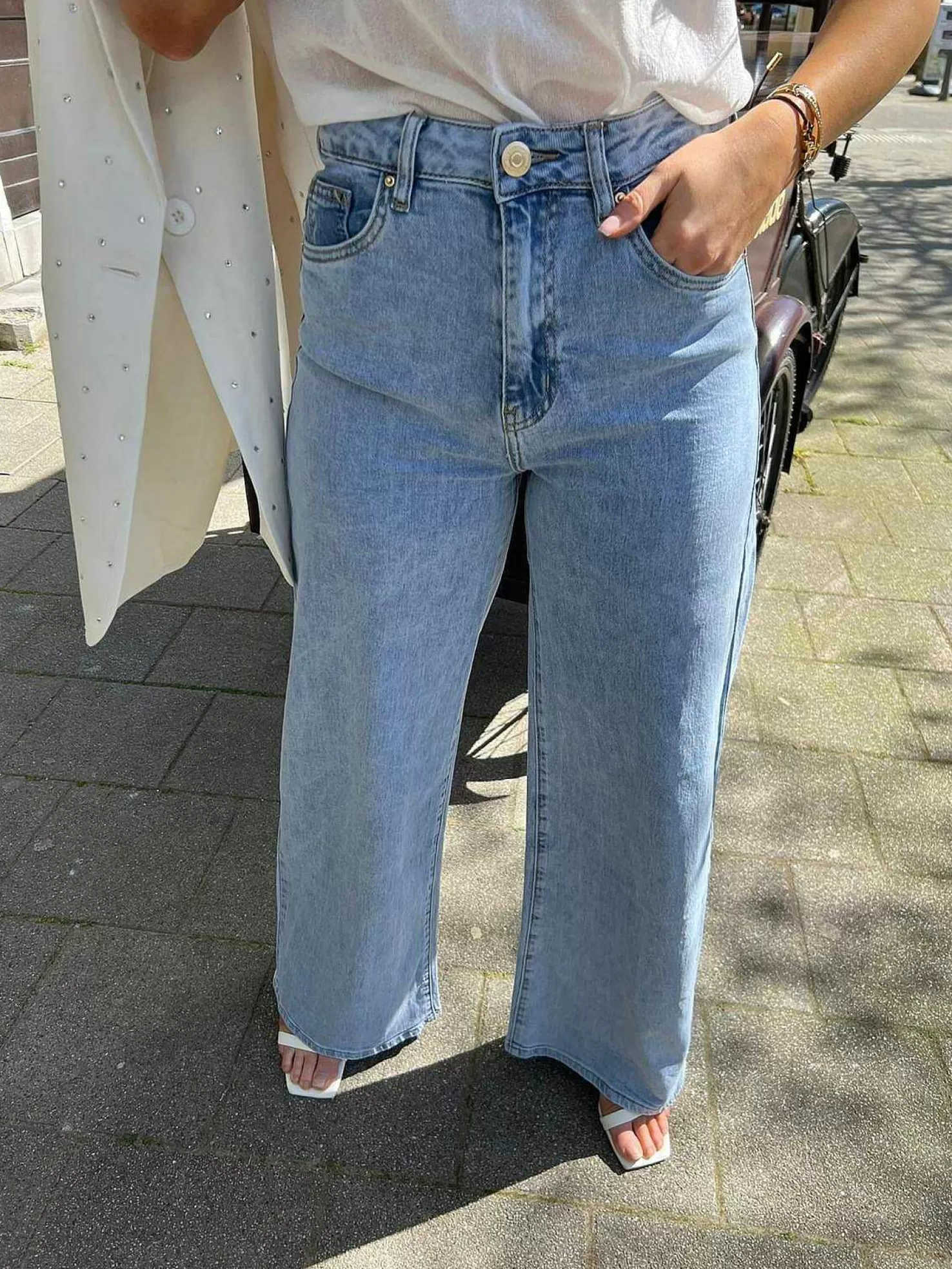 LOF Boutique Broeken>Iva Wide Leg Jeans Denim Blue