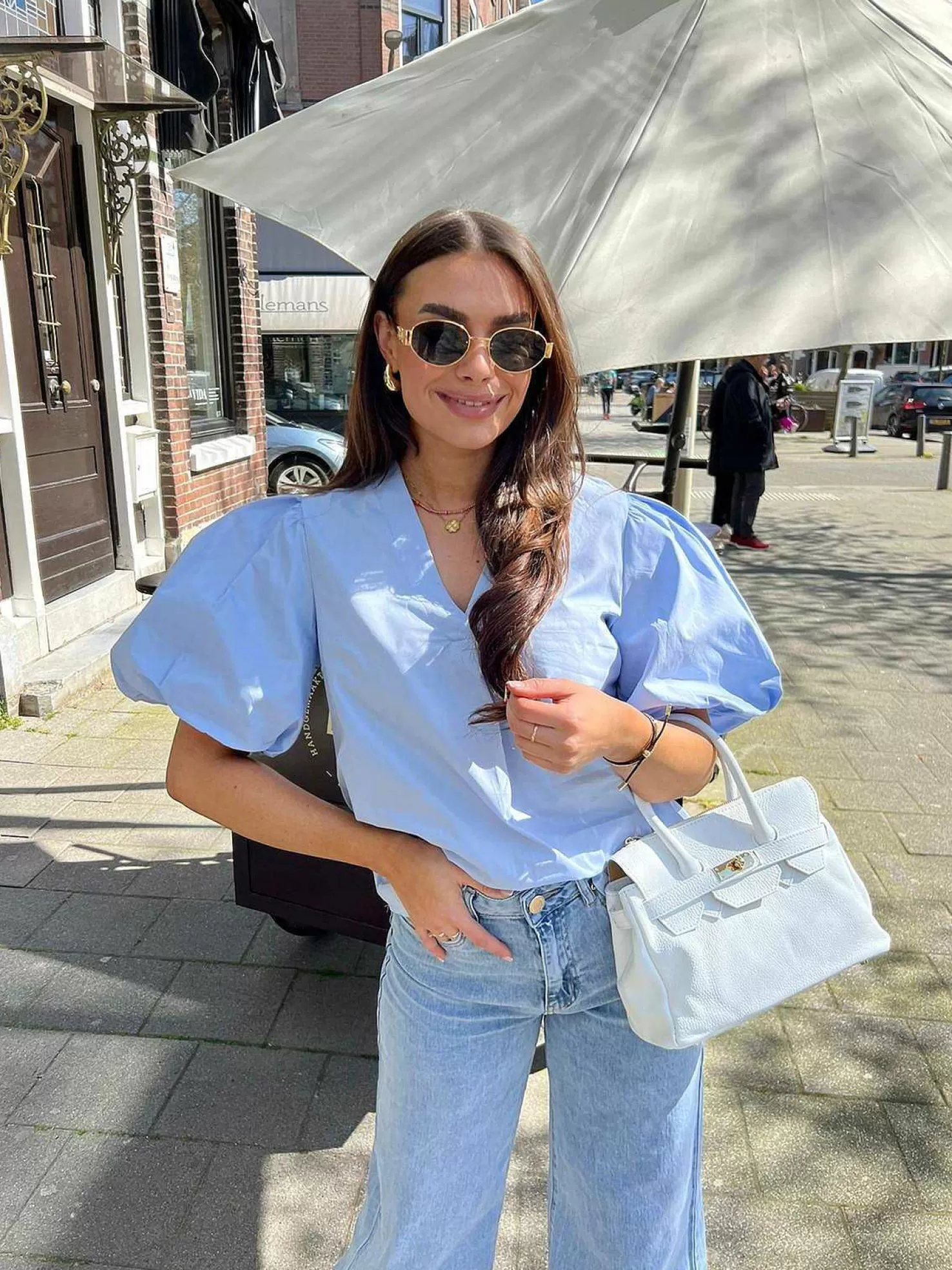 LOF Boutique Tops & Blousjes>Izzy Short Sleeve Blouse Baby Blue